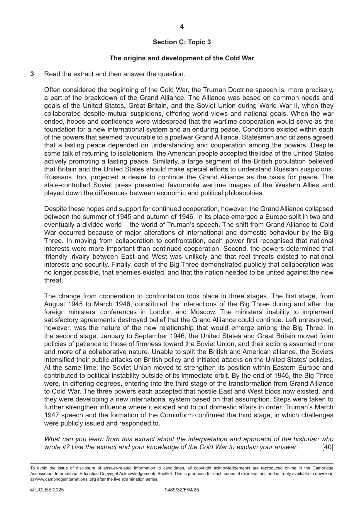 Cambridge A Level History 9489 2025 Feb/March Paper 3 · Variant 2 question paper, page 4 of 4