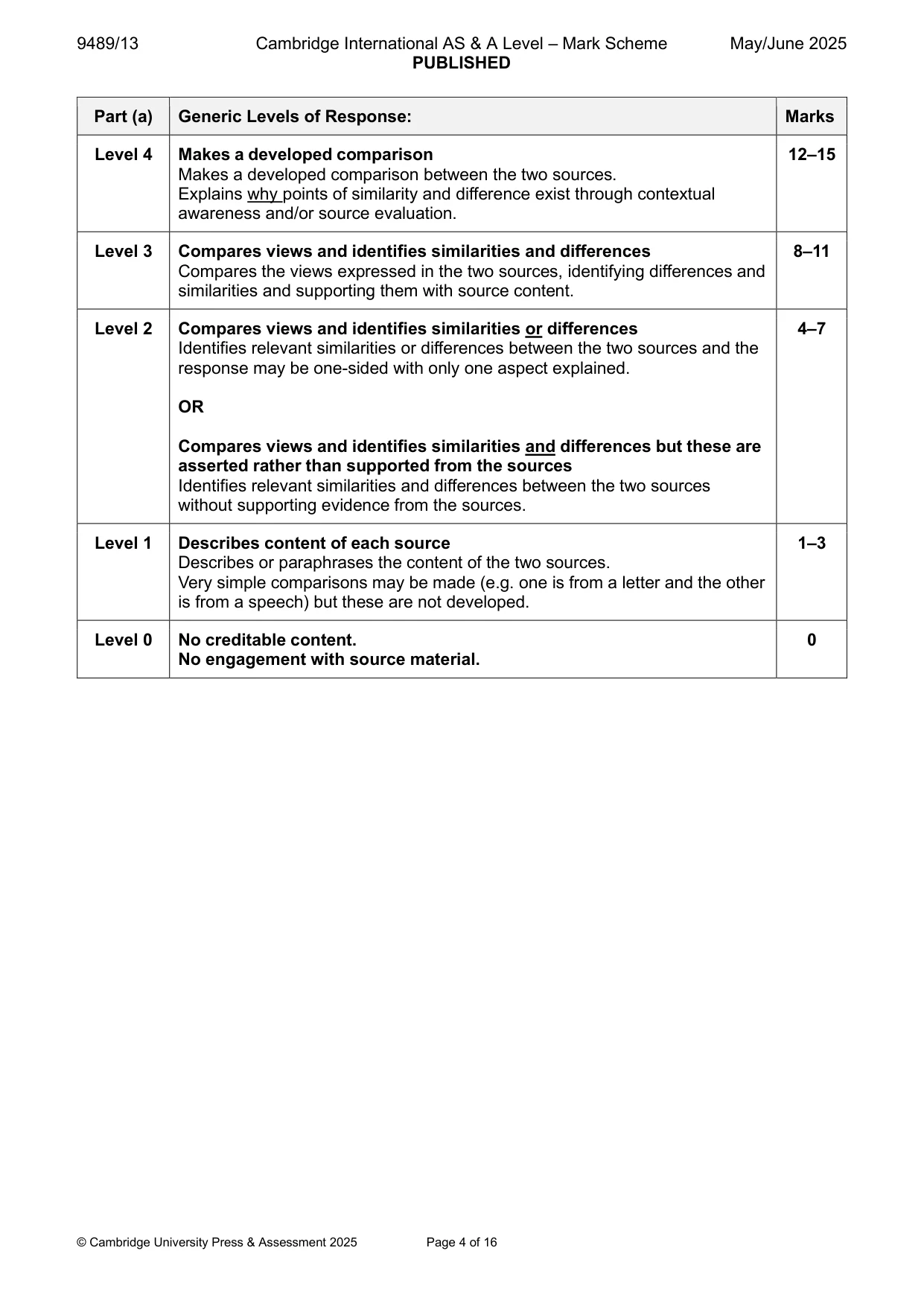 Mark scheme, page 4 of 16