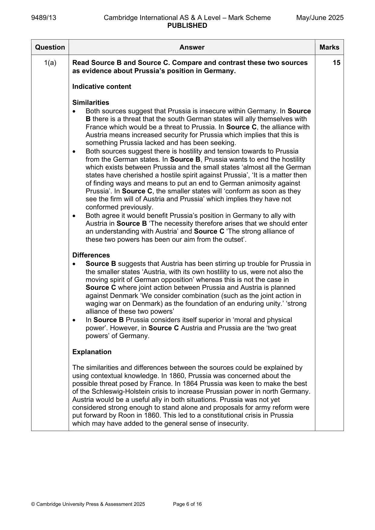 Mark scheme, page 6 of 16