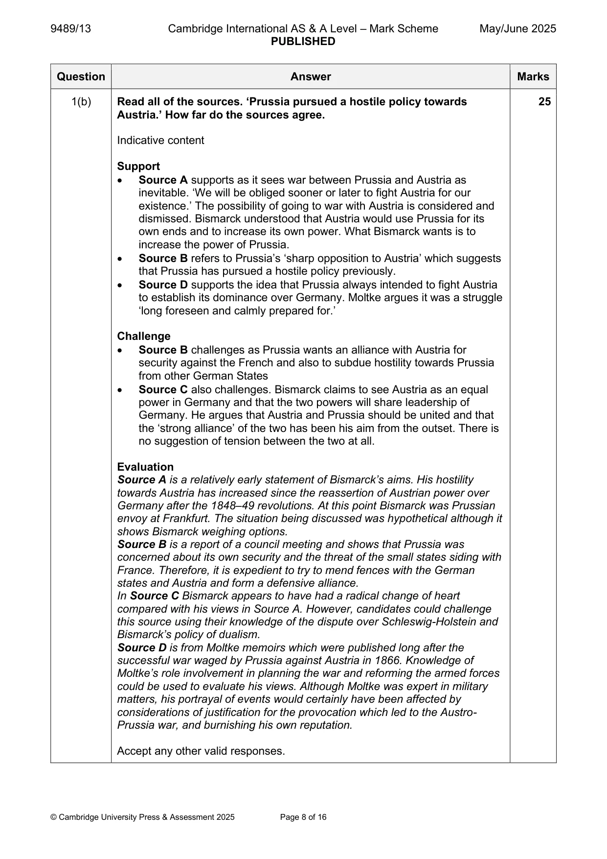 Mark scheme, page 8 of 16