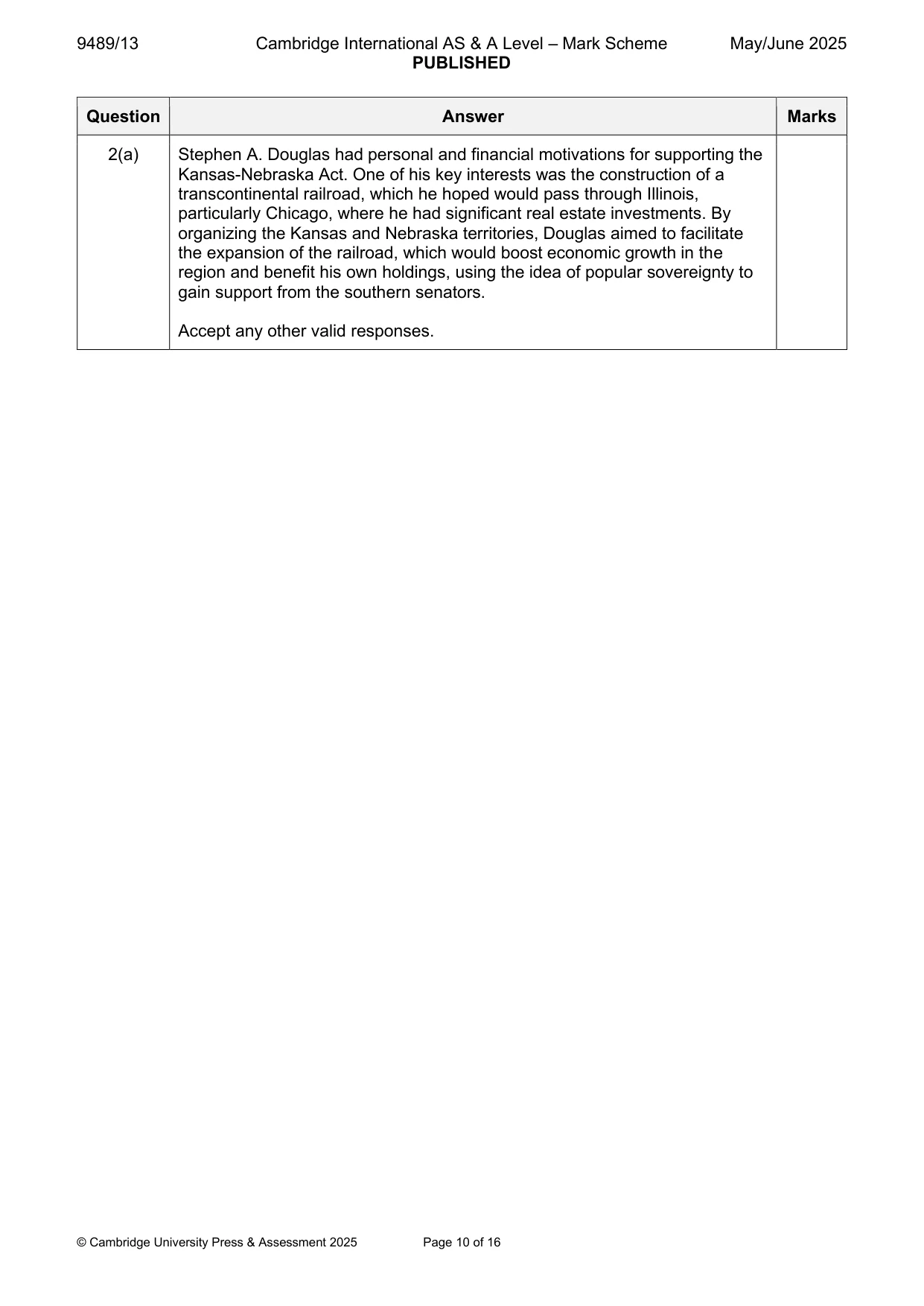 Mark scheme, page 10 of 16