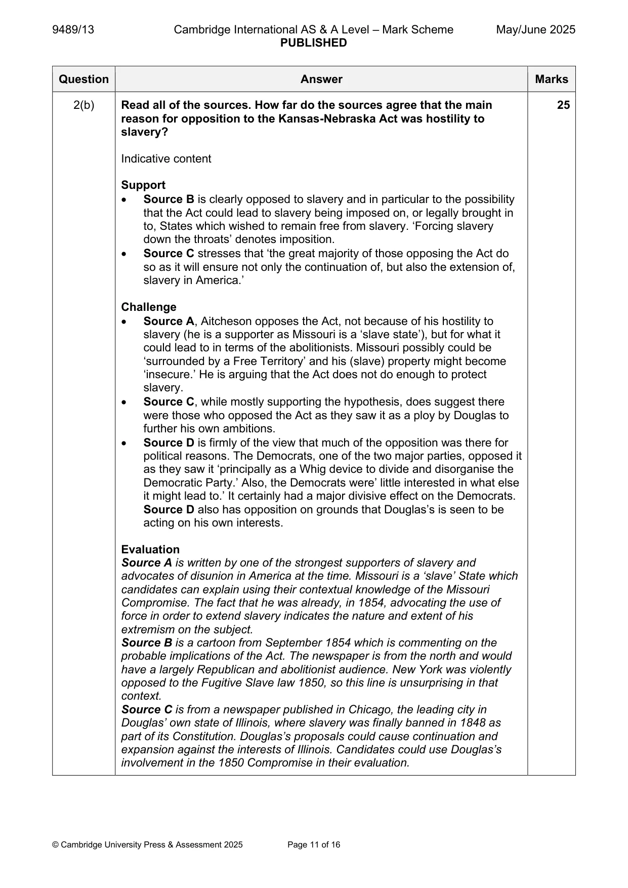 Mark scheme, page 11 of 16