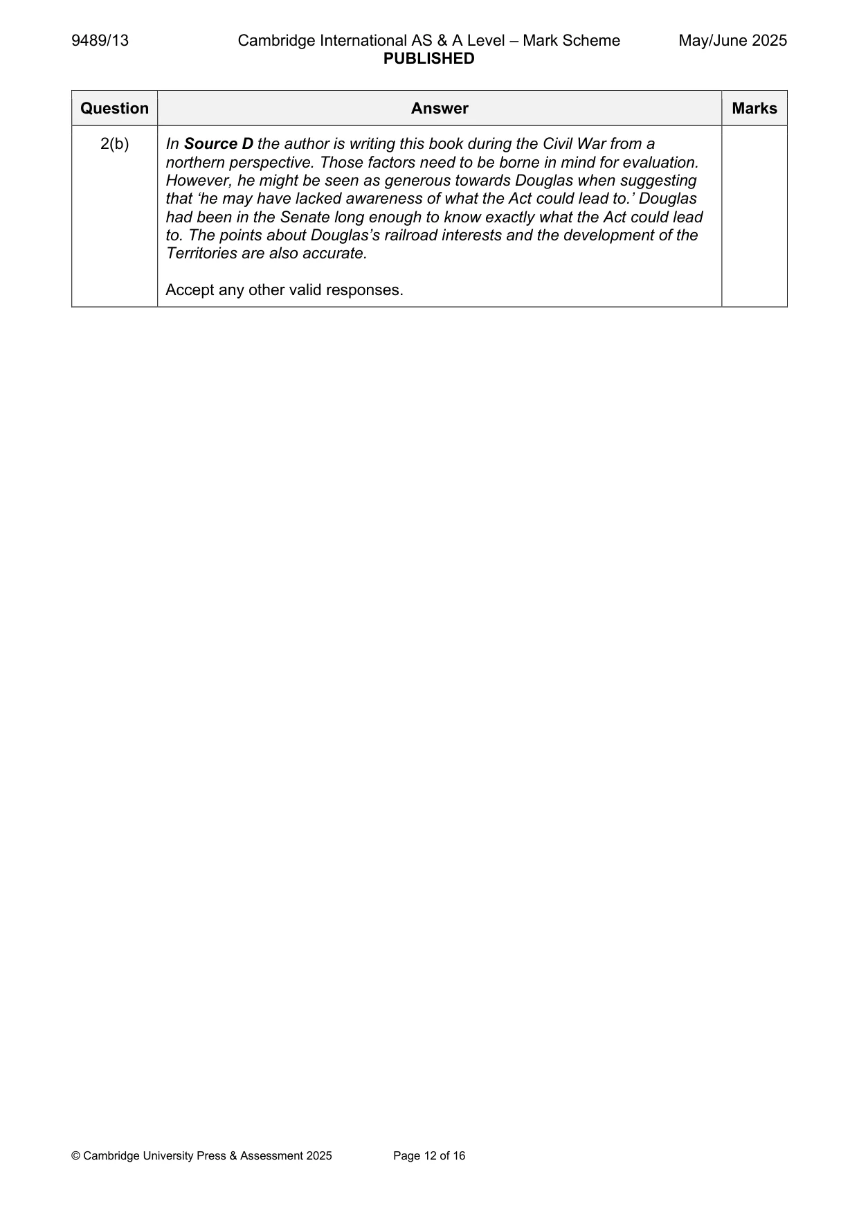 Mark scheme, page 12 of 16