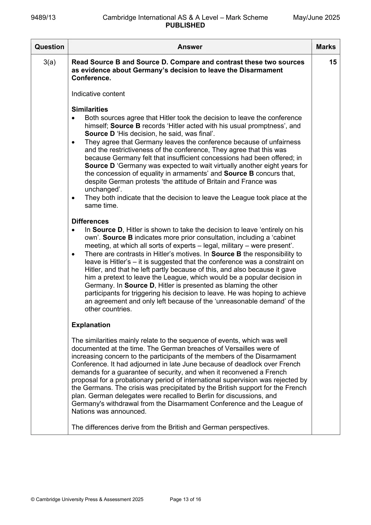 Mark scheme, page 13 of 16