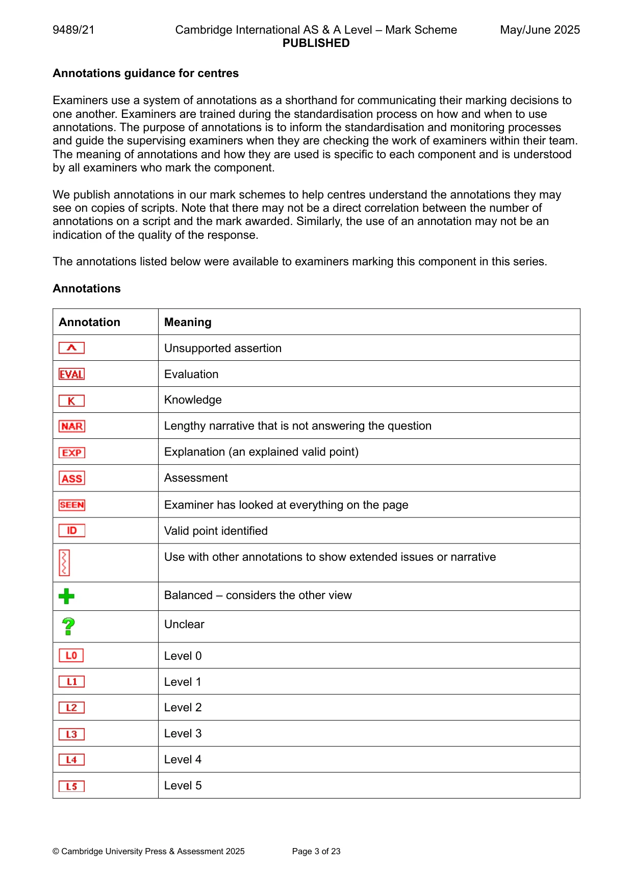 Mark scheme, page 3 of 23