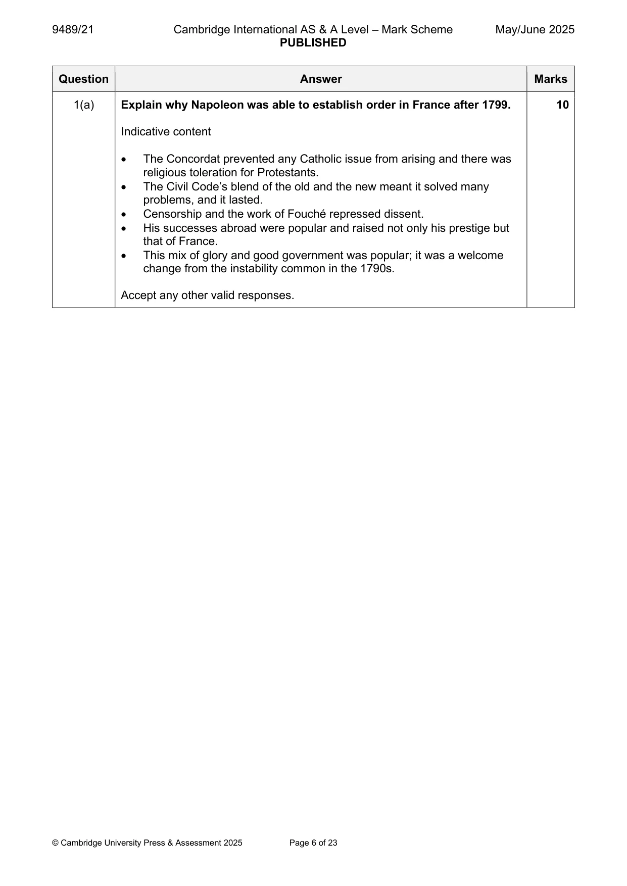 Mark scheme, page 6 of 23