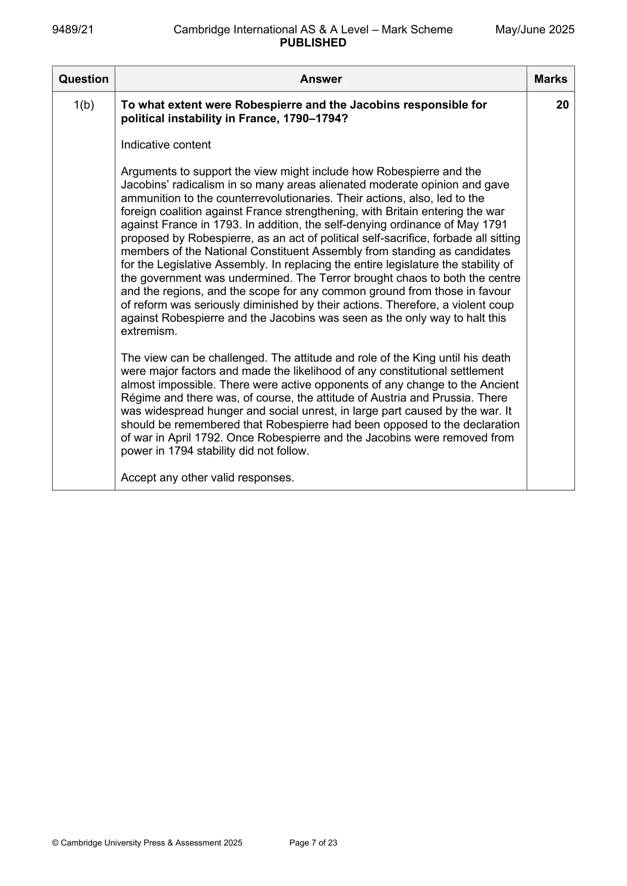 Mark scheme, page 7 of 23