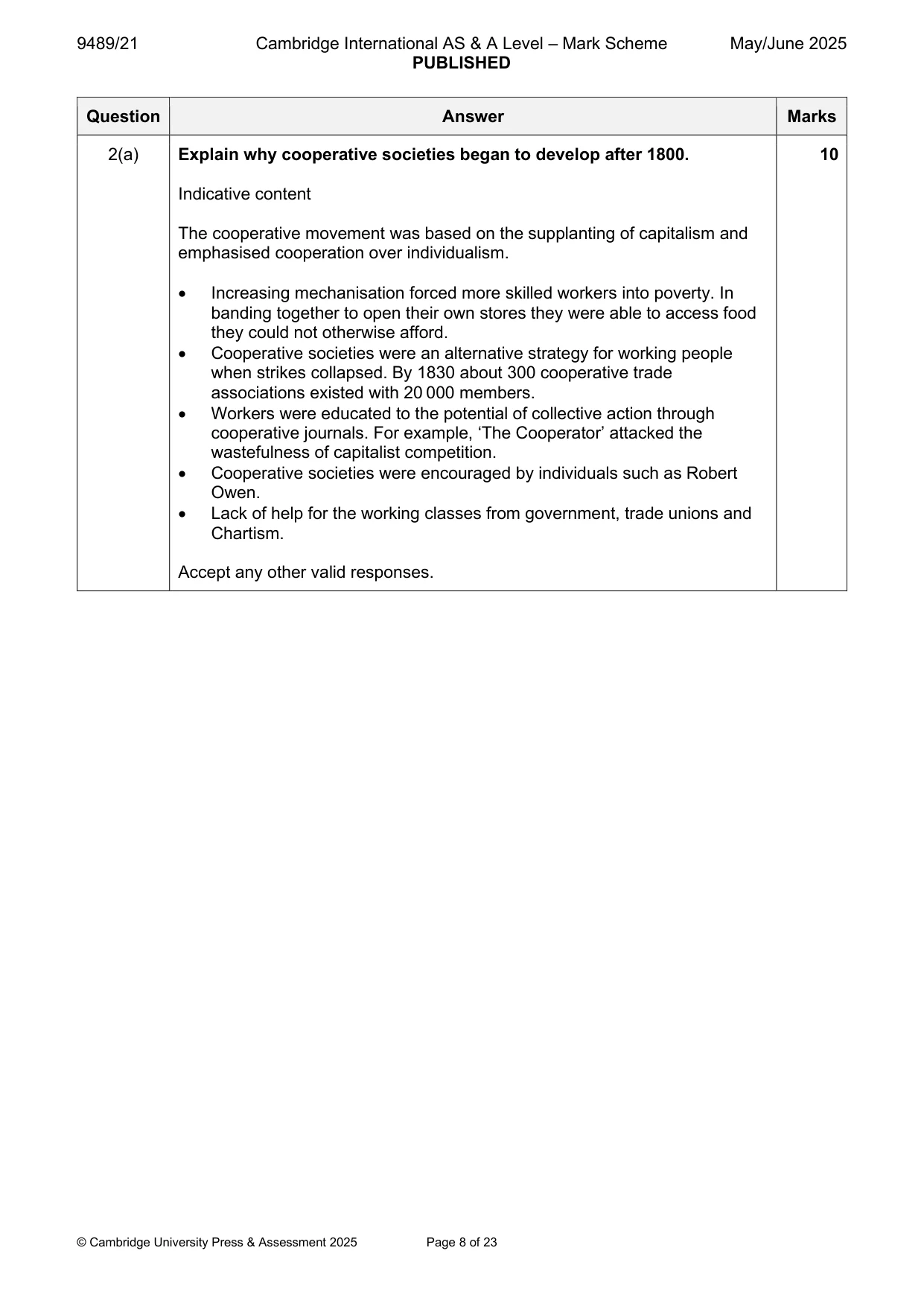 Mark scheme, page 8 of 23