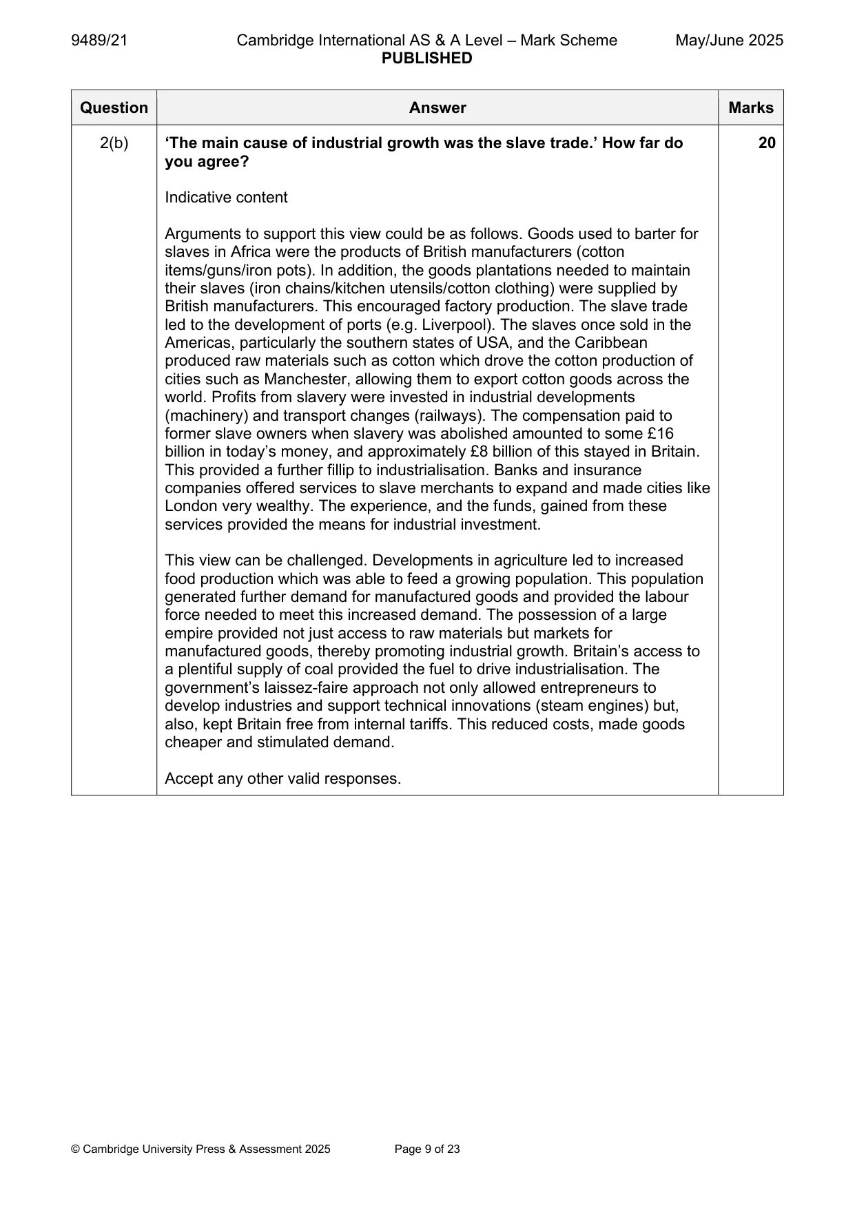 Mark scheme, page 9 of 23