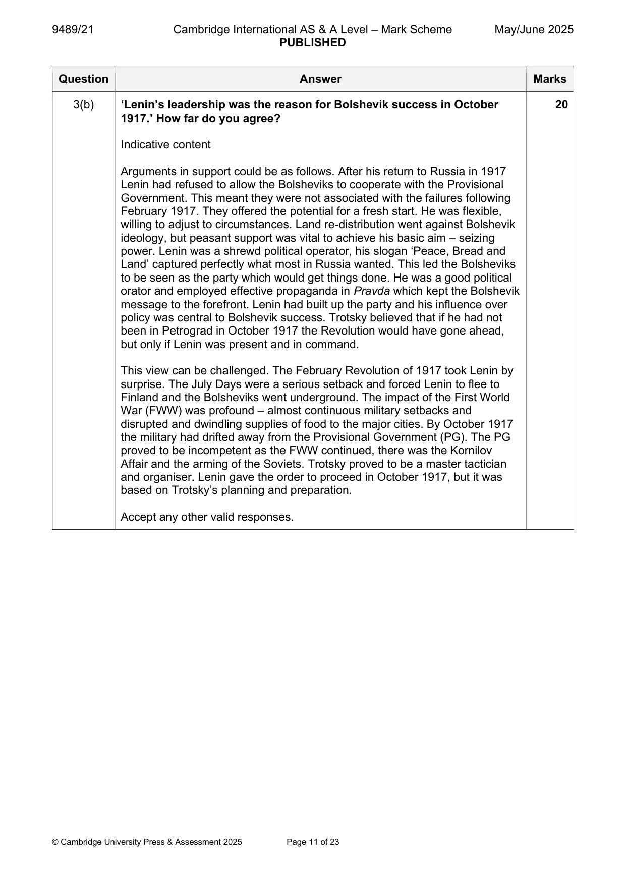 Mark scheme, page 11 of 23