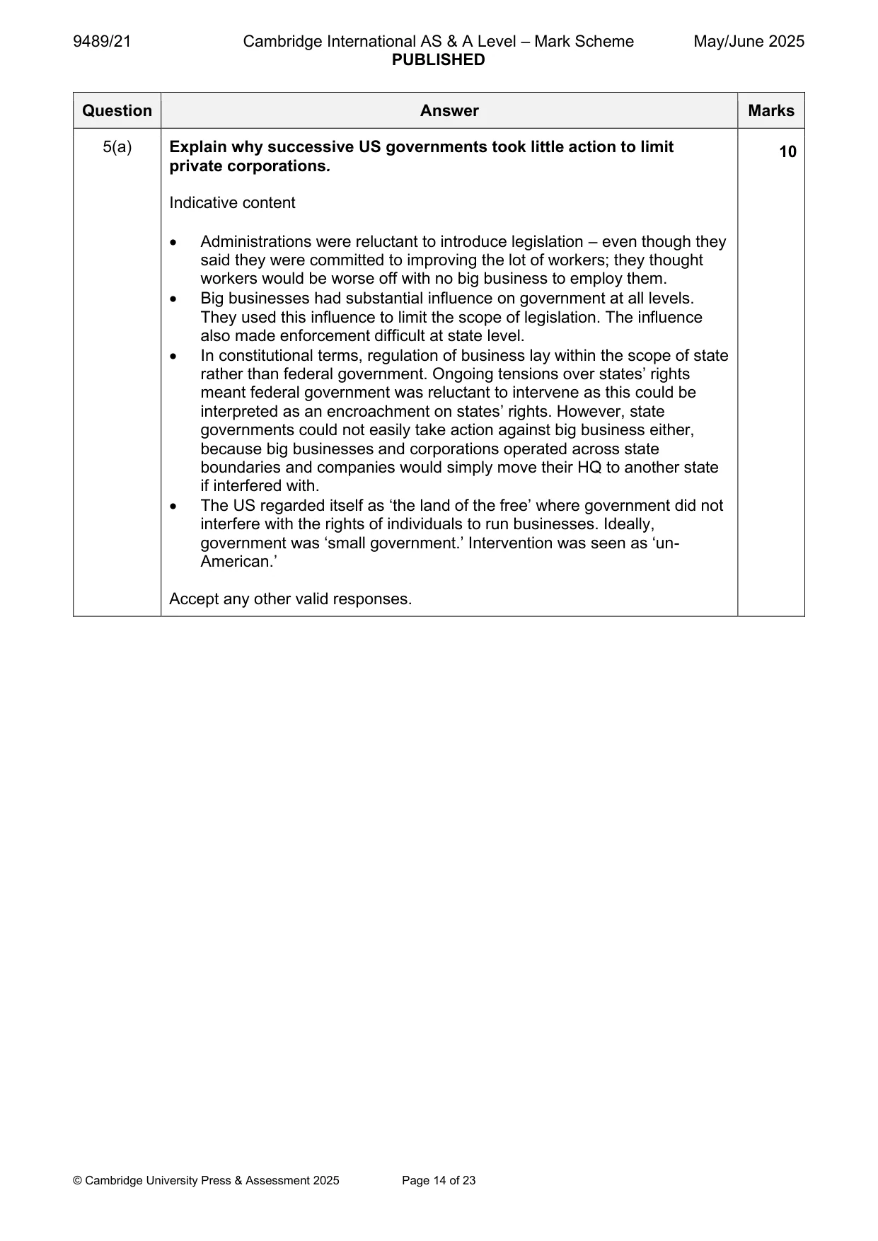 Mark scheme, page 14 of 23