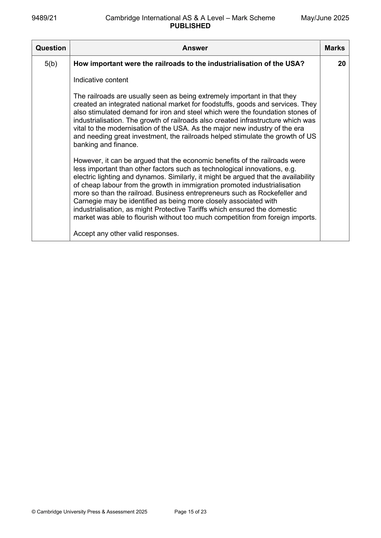 Mark scheme, page 15 of 23