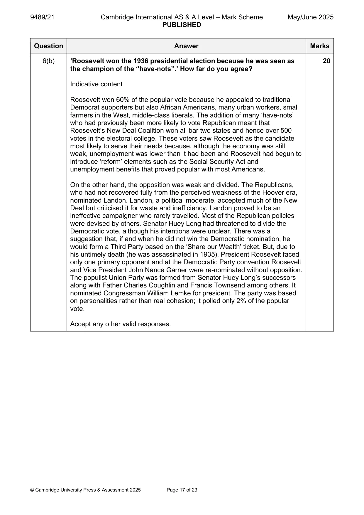 Mark scheme, page 17 of 23