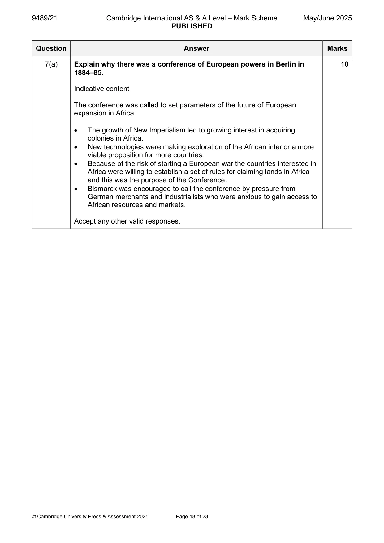 Mark scheme, page 18 of 23