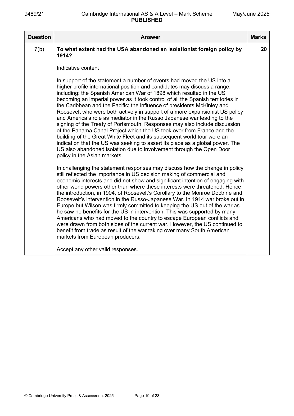 Mark scheme, page 19 of 23