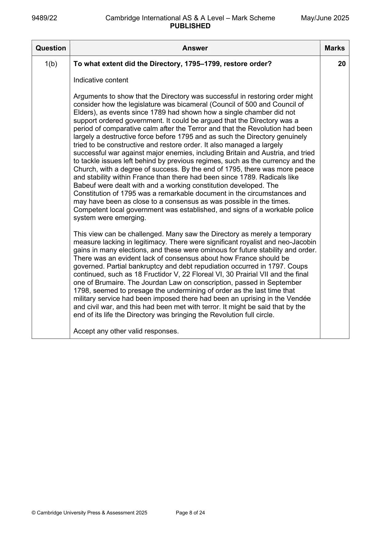 Mark scheme, page 8 of 24