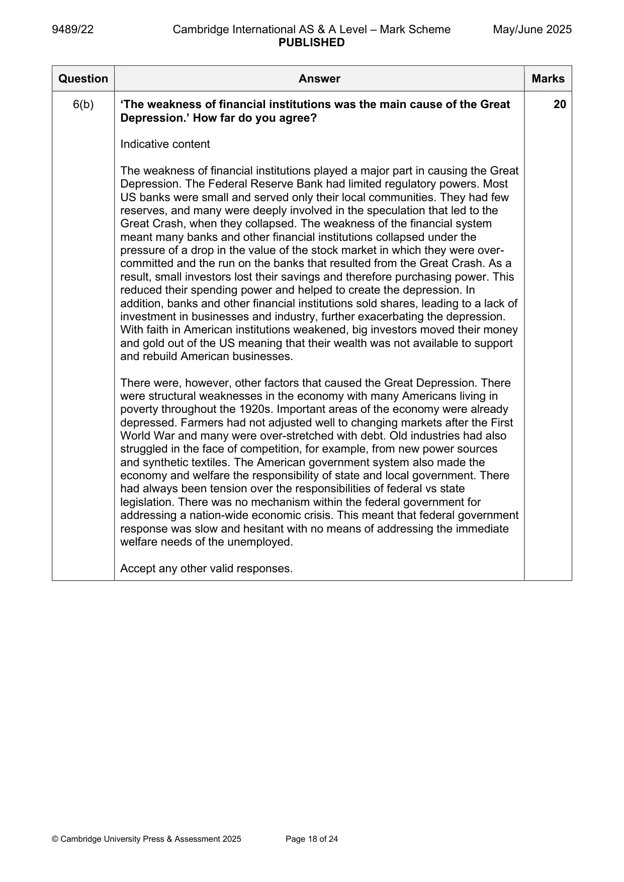 Mark scheme, page 18 of 24