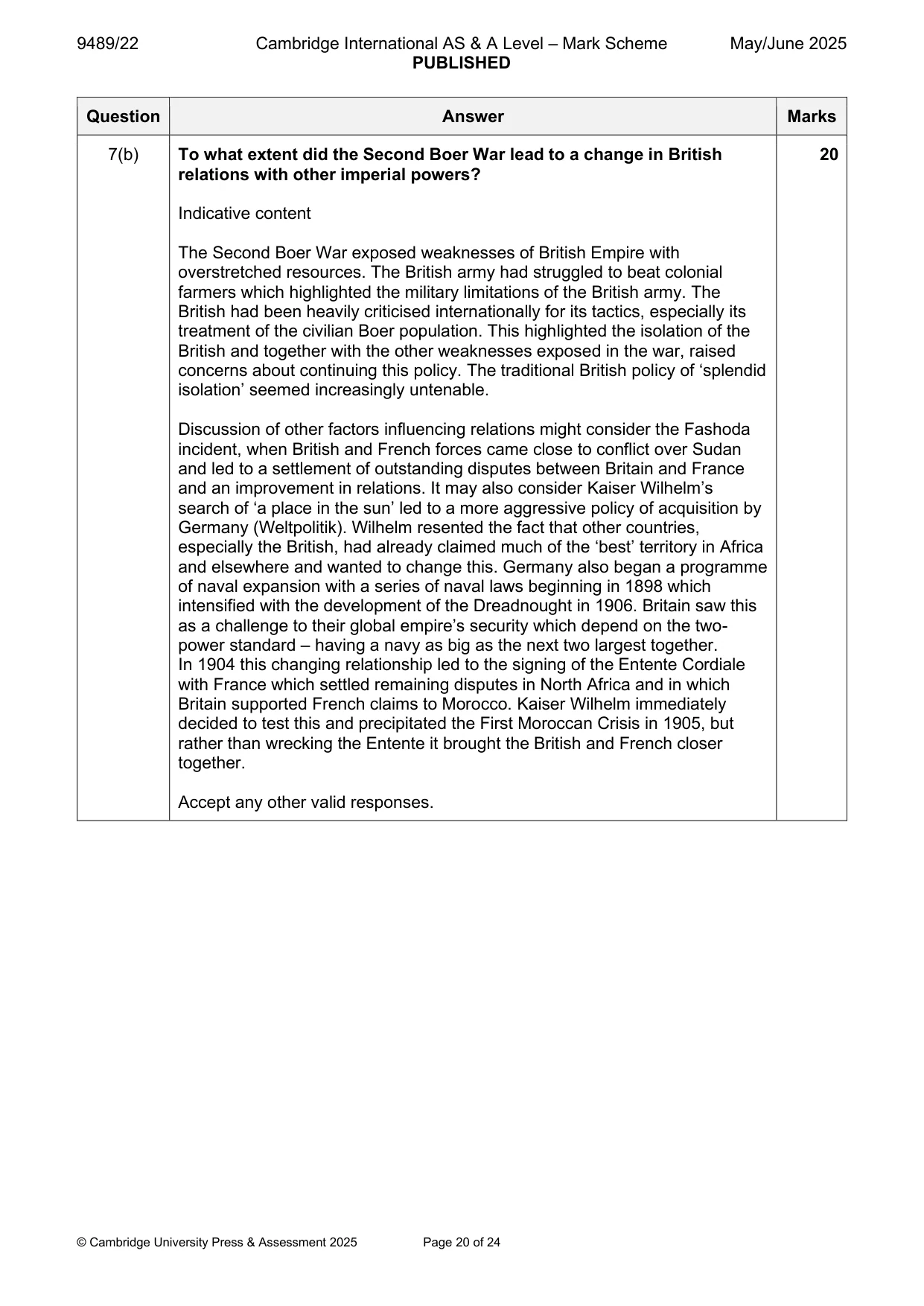 Mark scheme, page 20 of 24