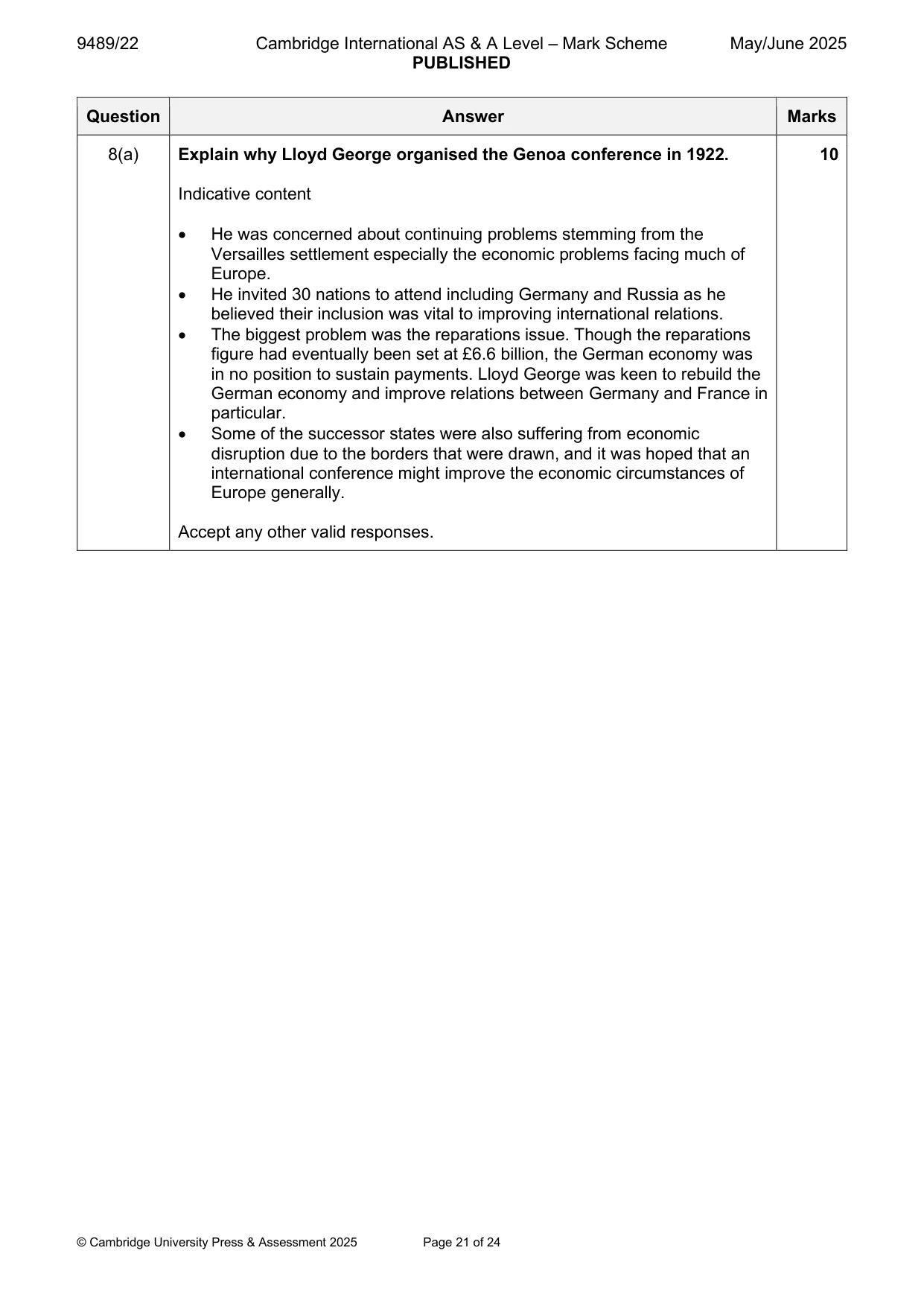 Mark scheme, page 21 of 24