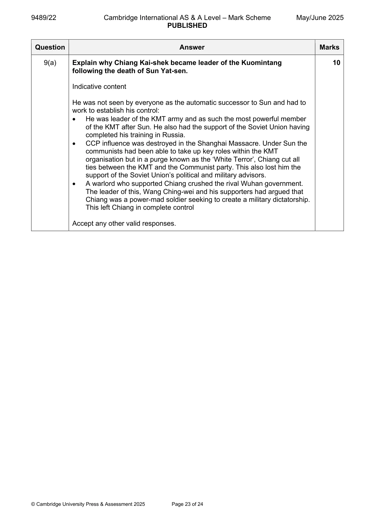 Mark scheme, page 23 of 24