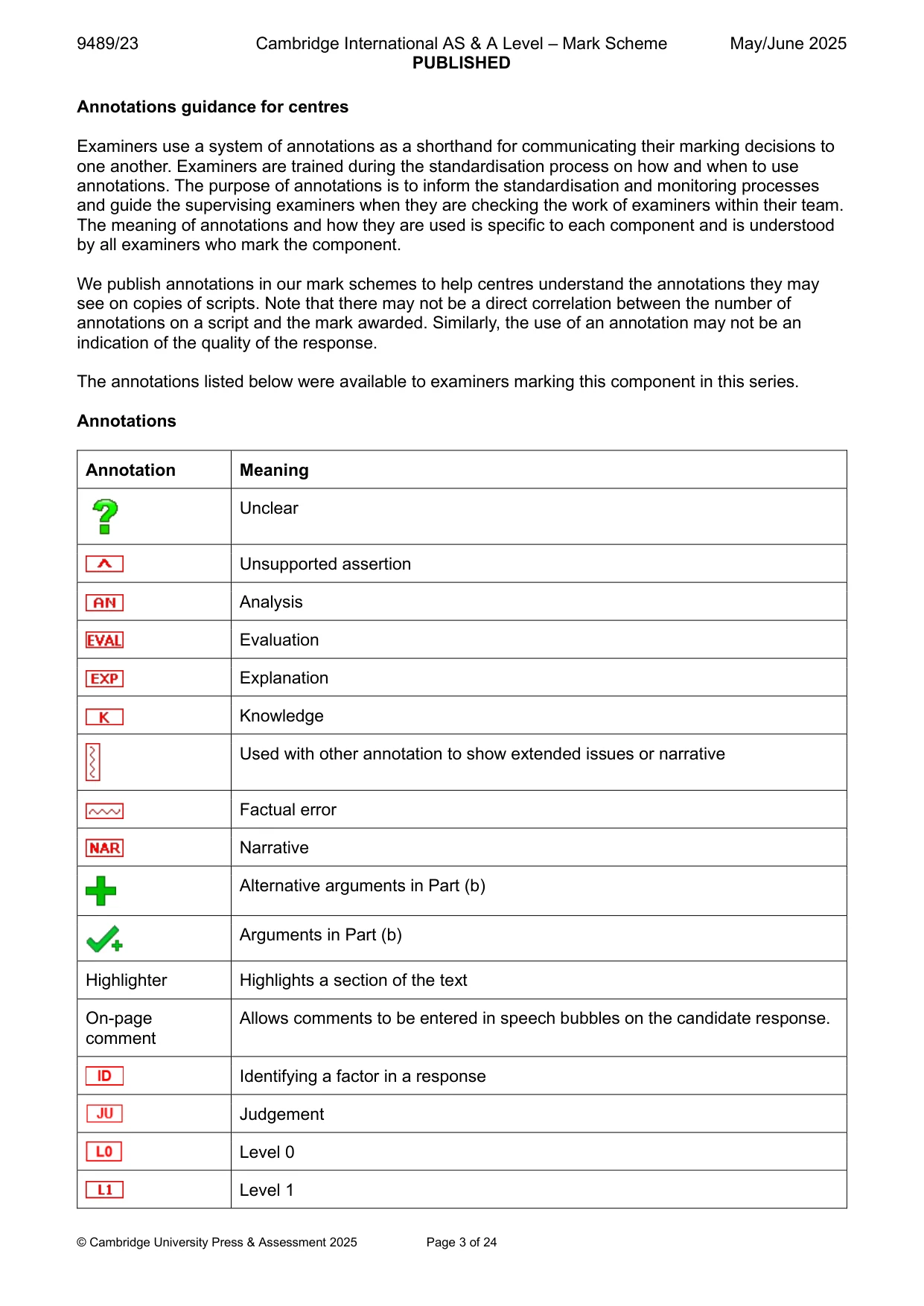 Mark scheme, page 3 of 24