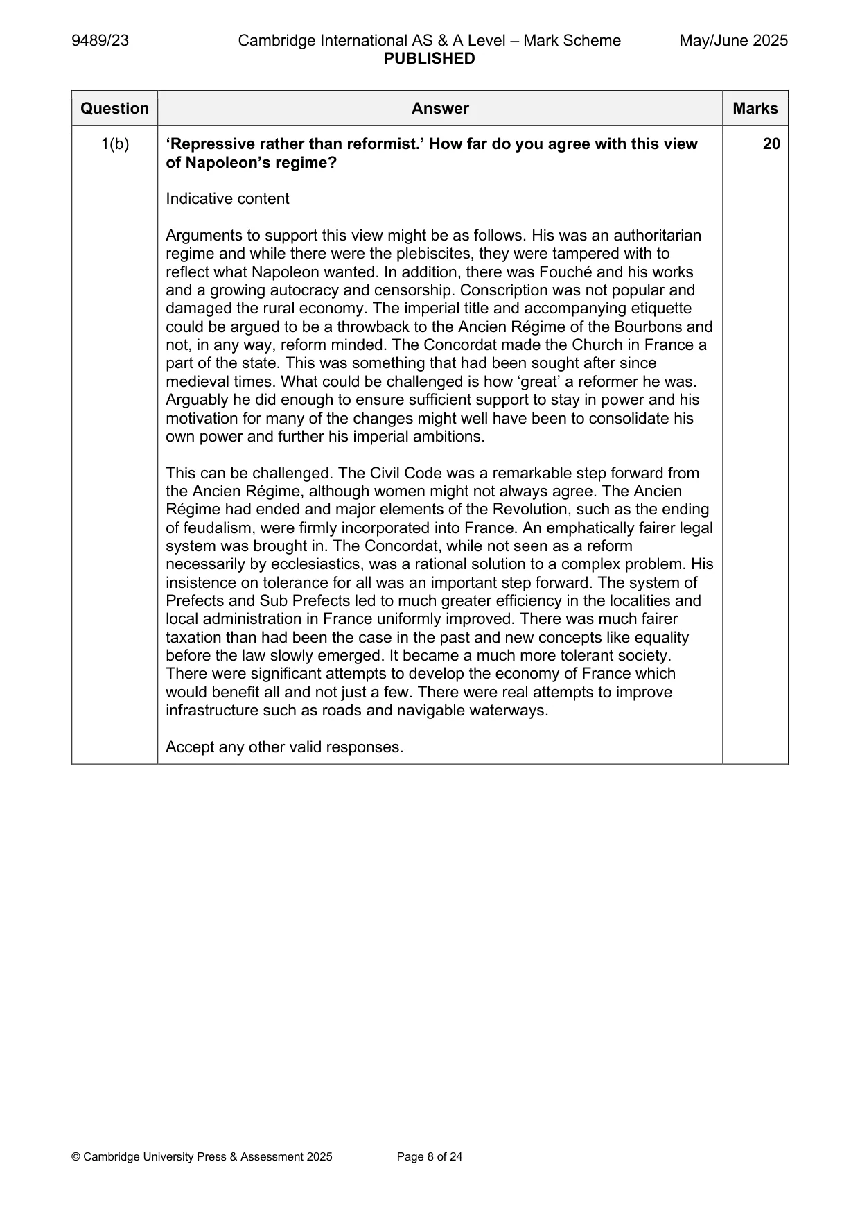 Mark scheme, page 8 of 24