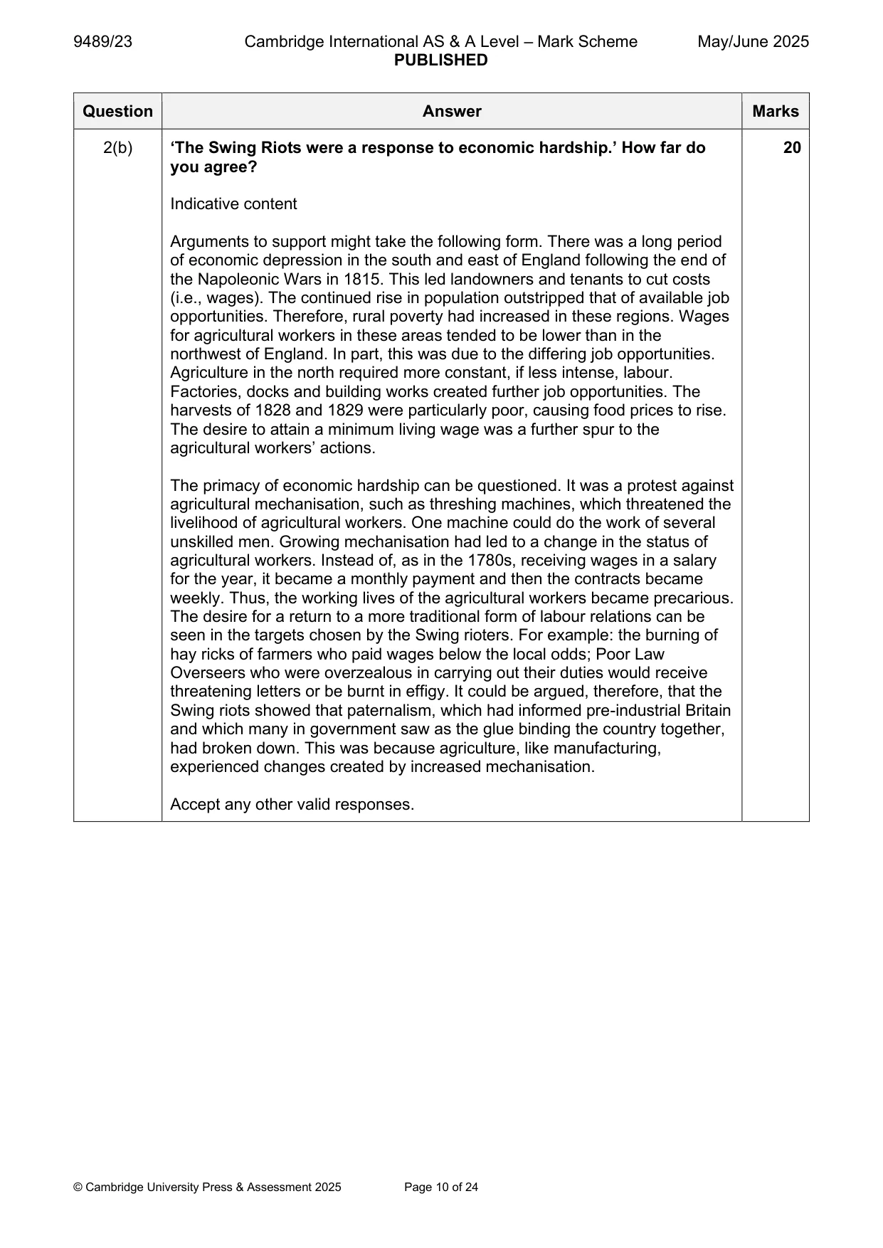 Mark scheme, page 10 of 24