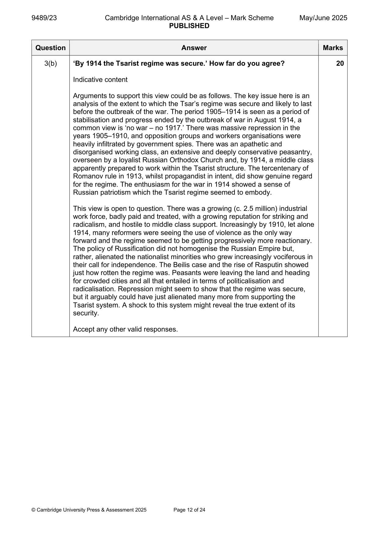 Mark scheme, page 12 of 24