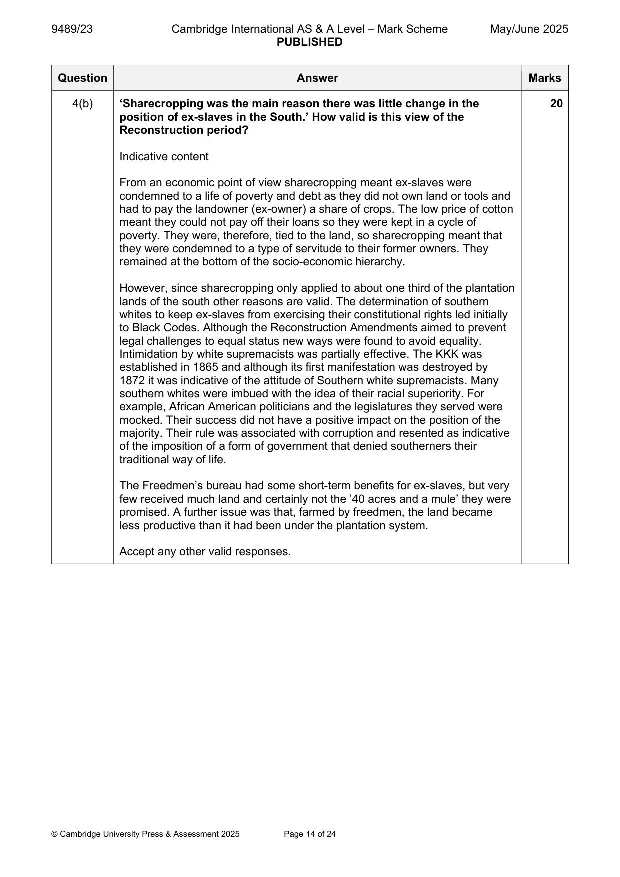 Mark scheme, page 14 of 24