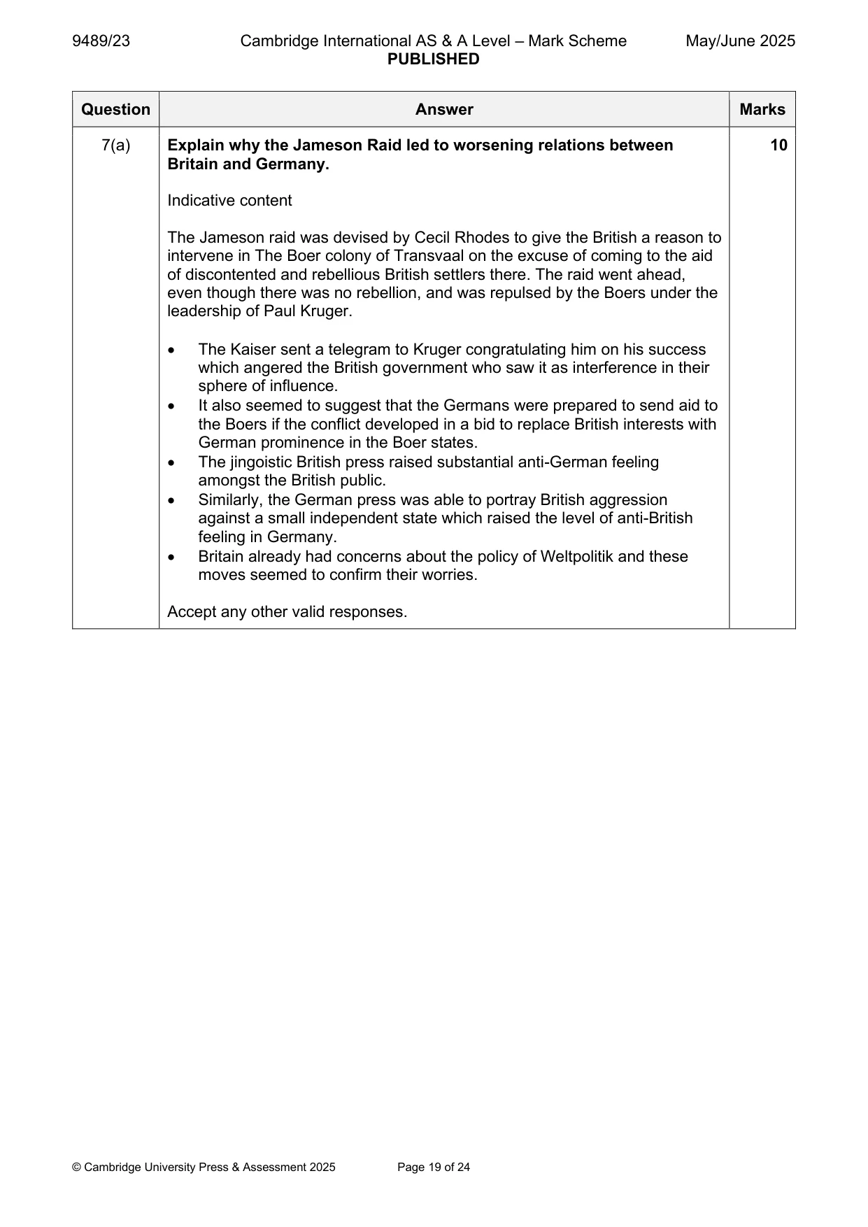 Mark scheme, page 19 of 24