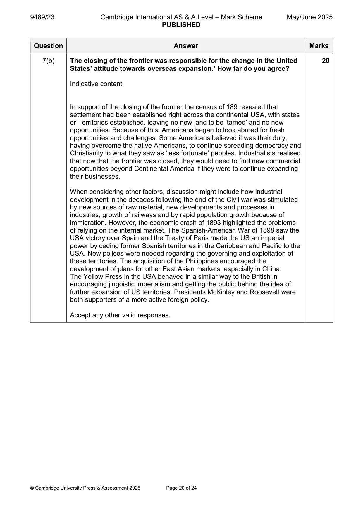 Mark scheme, page 20 of 24