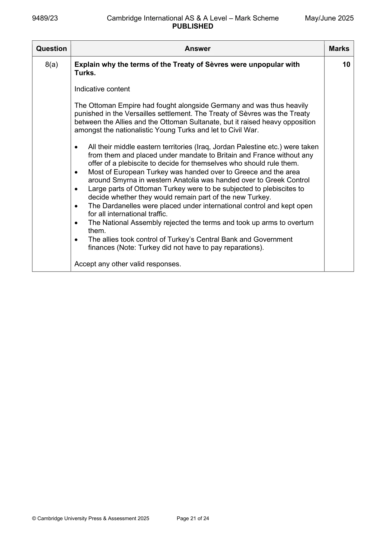 Mark scheme, page 21 of 24