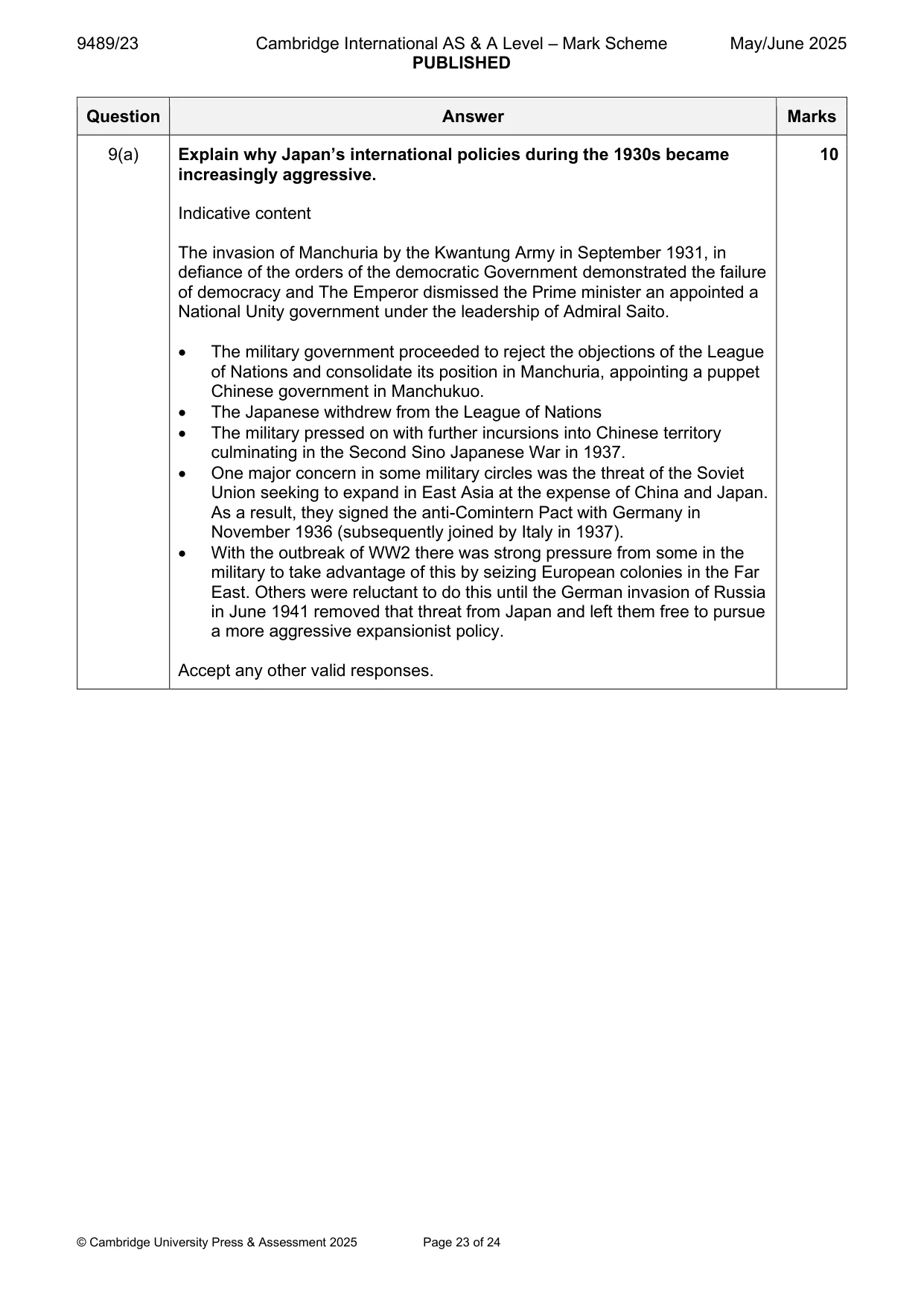 Mark scheme, page 23 of 24