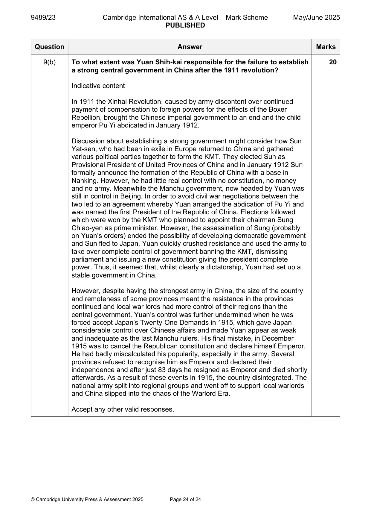 Mark scheme, page 24 of 24