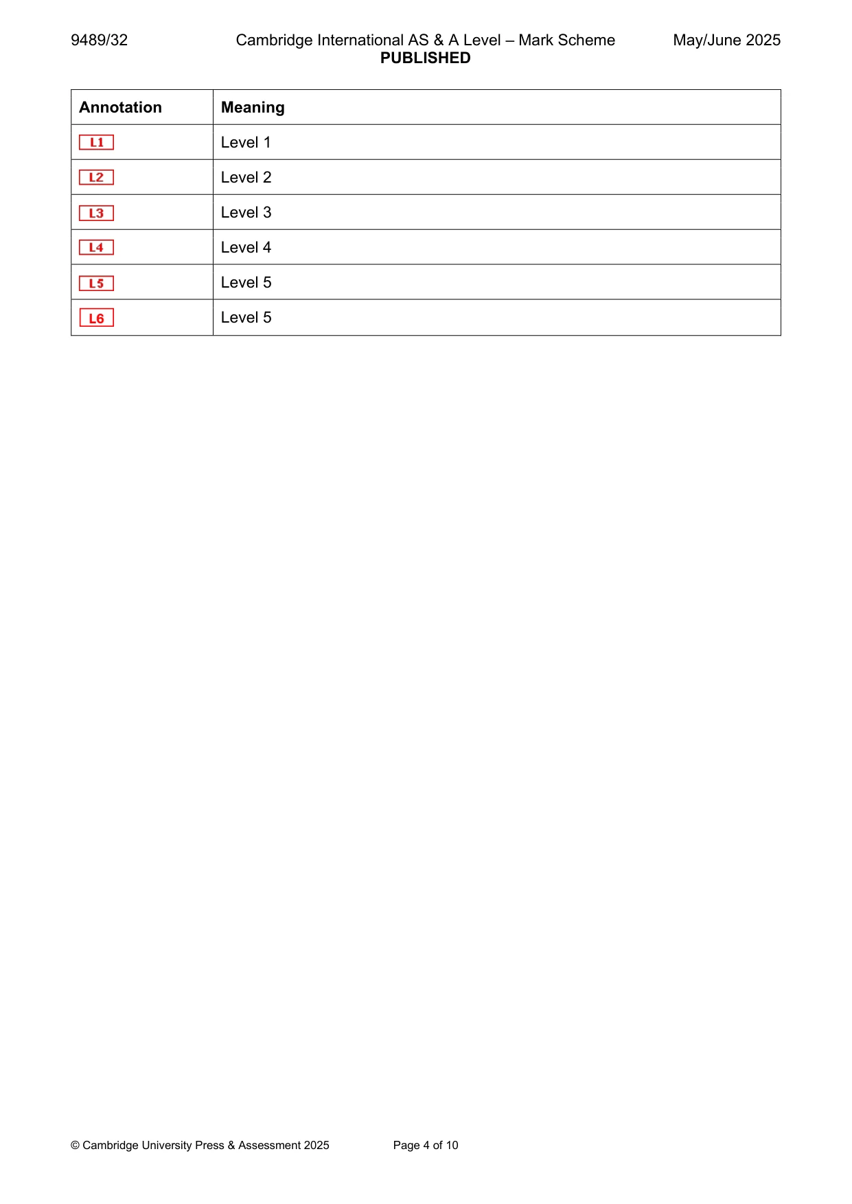 Mark scheme, page 4 of 10