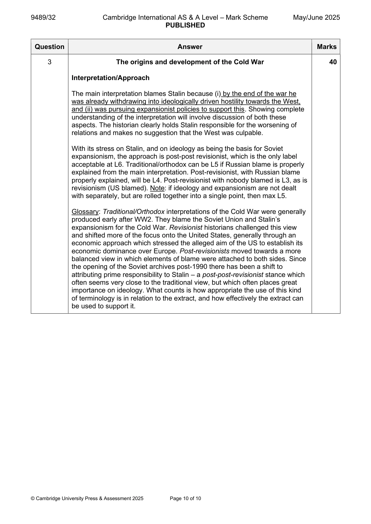 Mark scheme, page 10 of 10