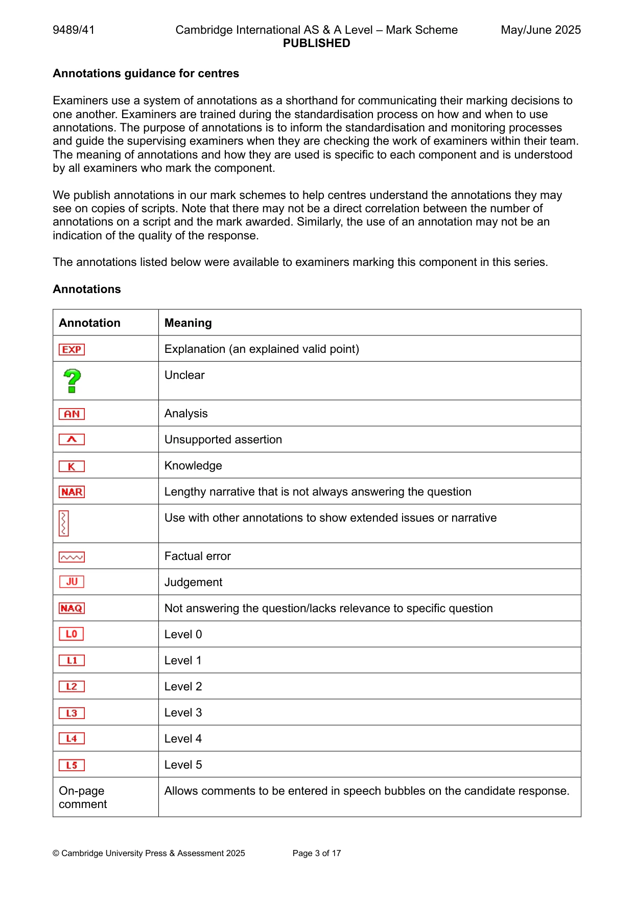 Mark scheme, page 3 of 17