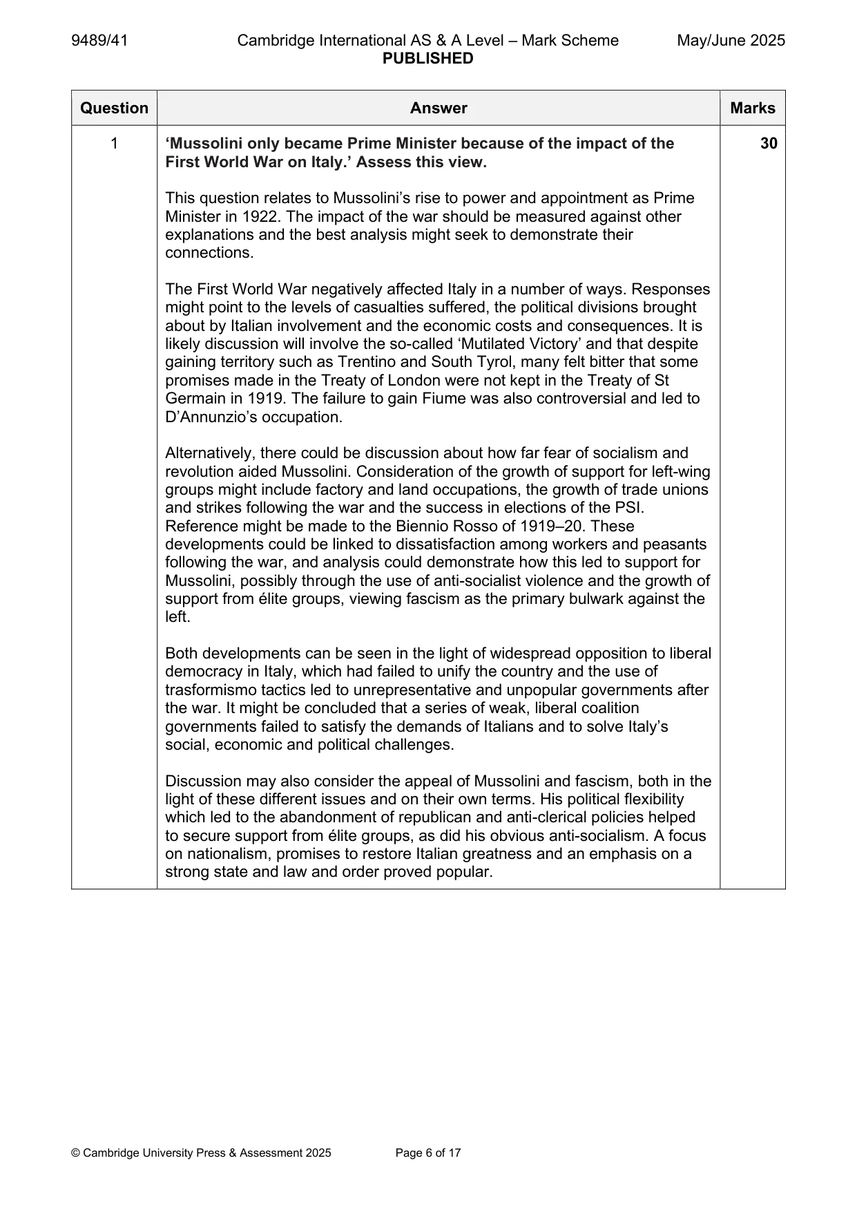 Mark scheme, page 6 of 17