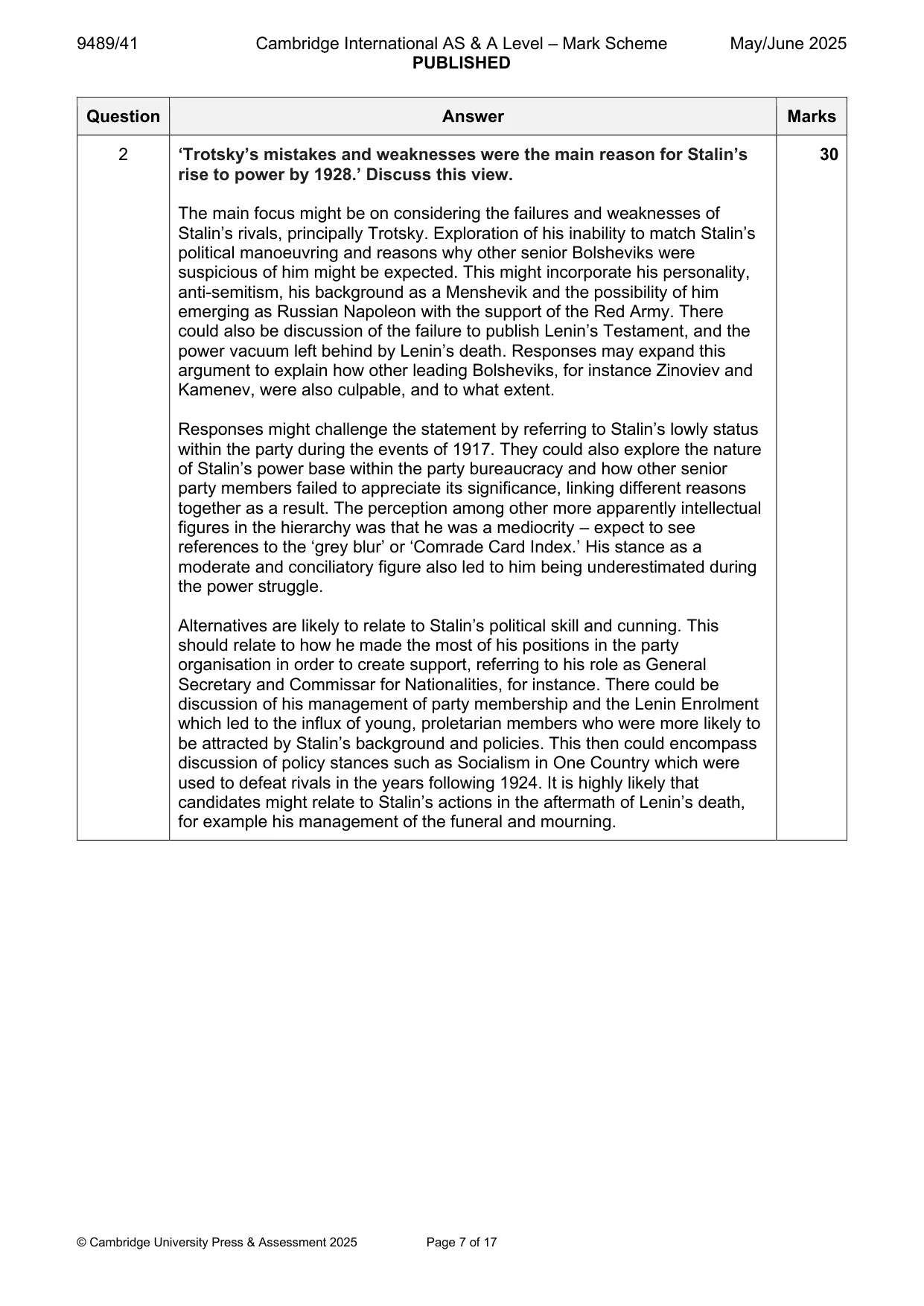 Mark scheme, page 7 of 17