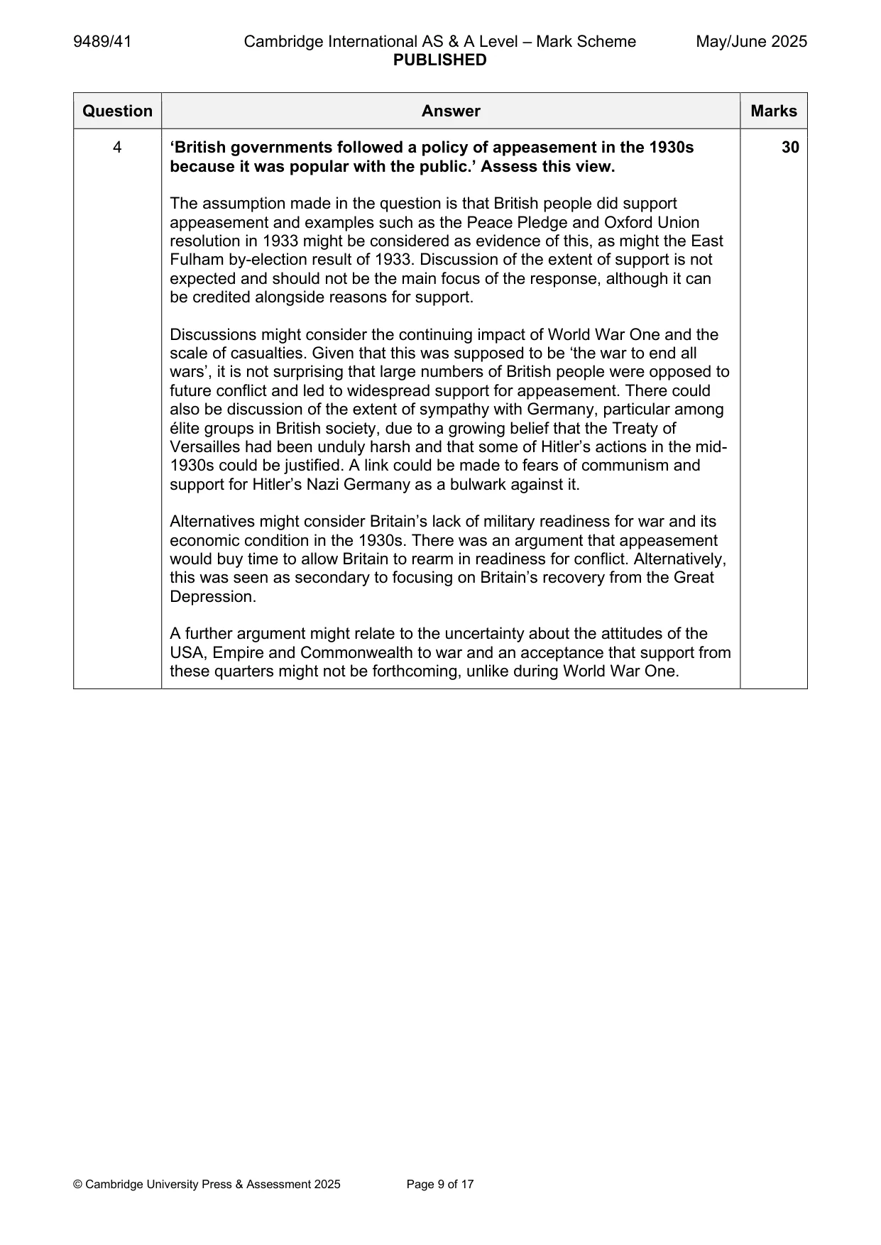 Mark scheme, page 9 of 17