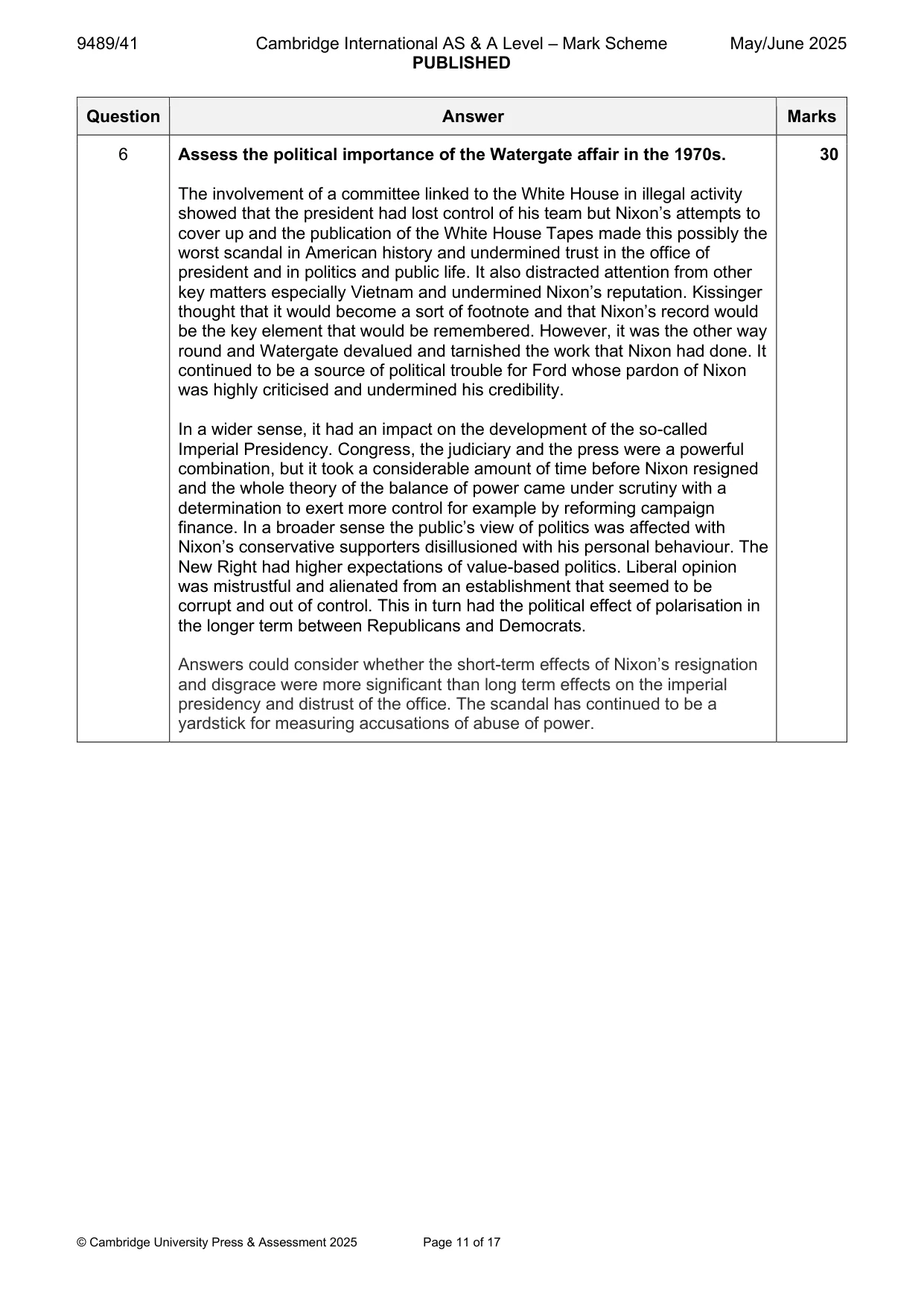 Mark scheme, page 11 of 17