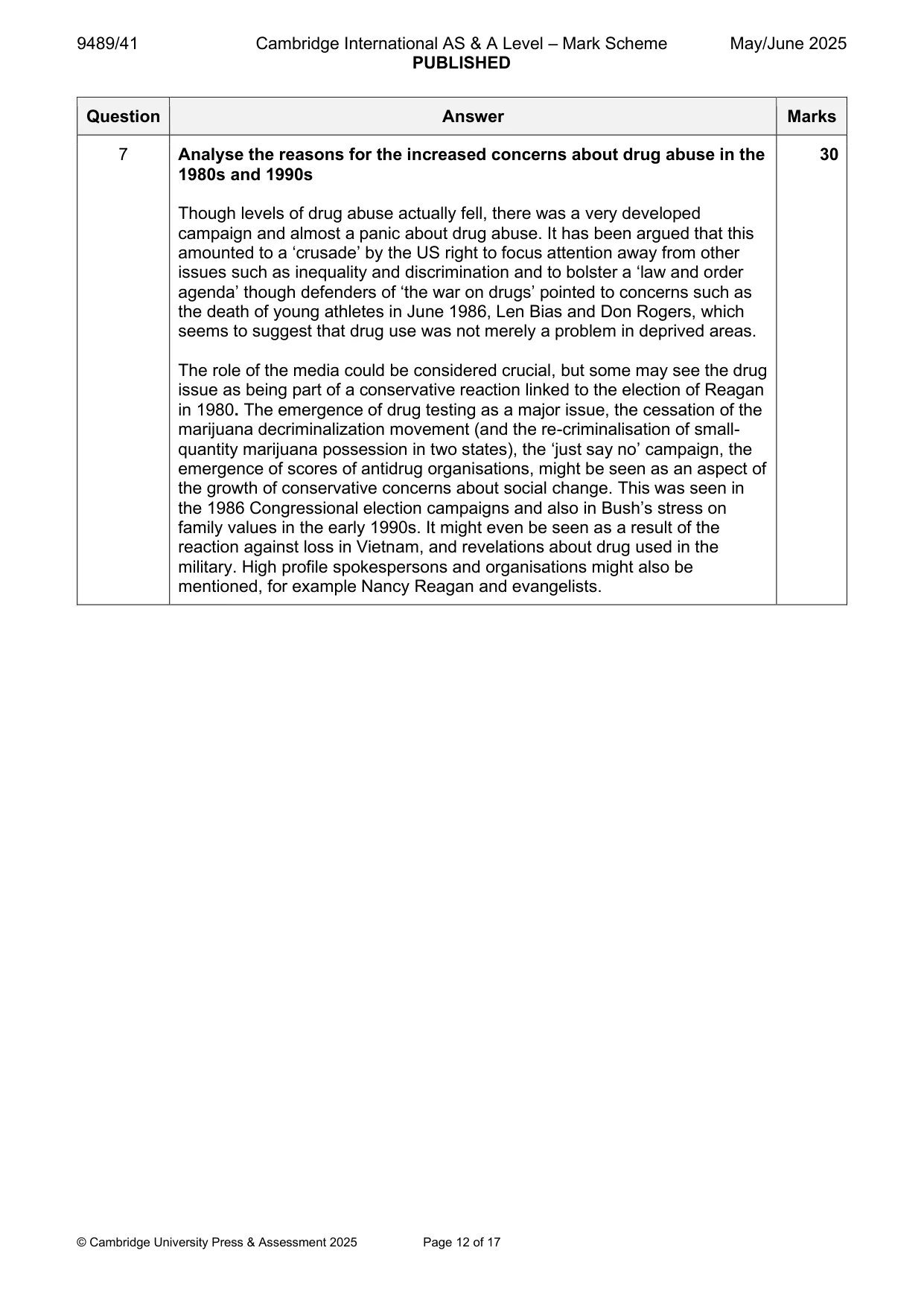 Mark scheme, page 12 of 17