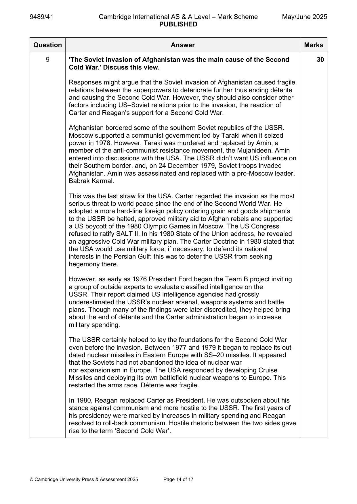Mark scheme, page 14 of 17