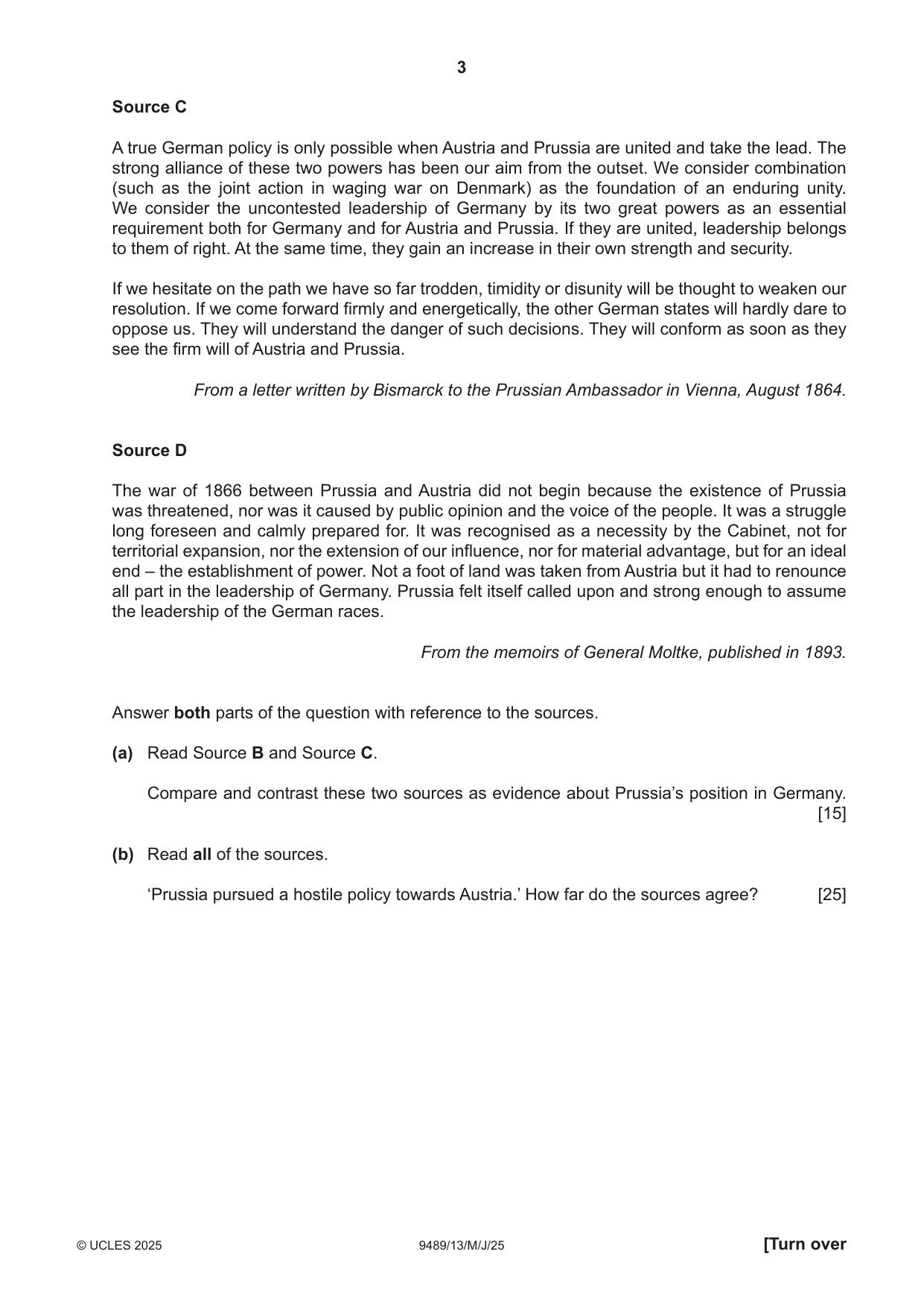 Cambridge A Level History 9489 2025 May/June Paper 1 · Variant 3 question paper, page 3 of 8