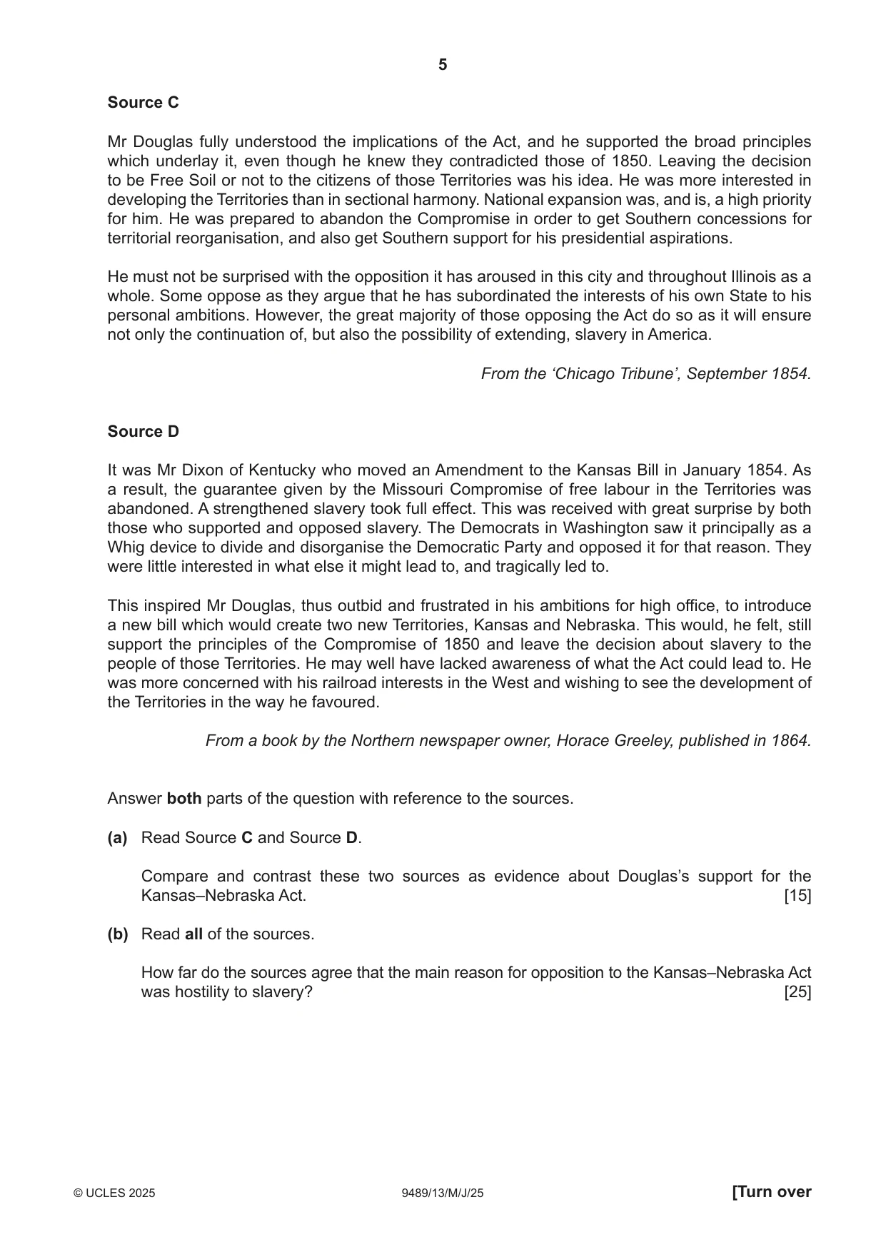 Cambridge A Level History 9489 2025 May/June Paper 1 · Variant 3 question paper, page 5 of 8