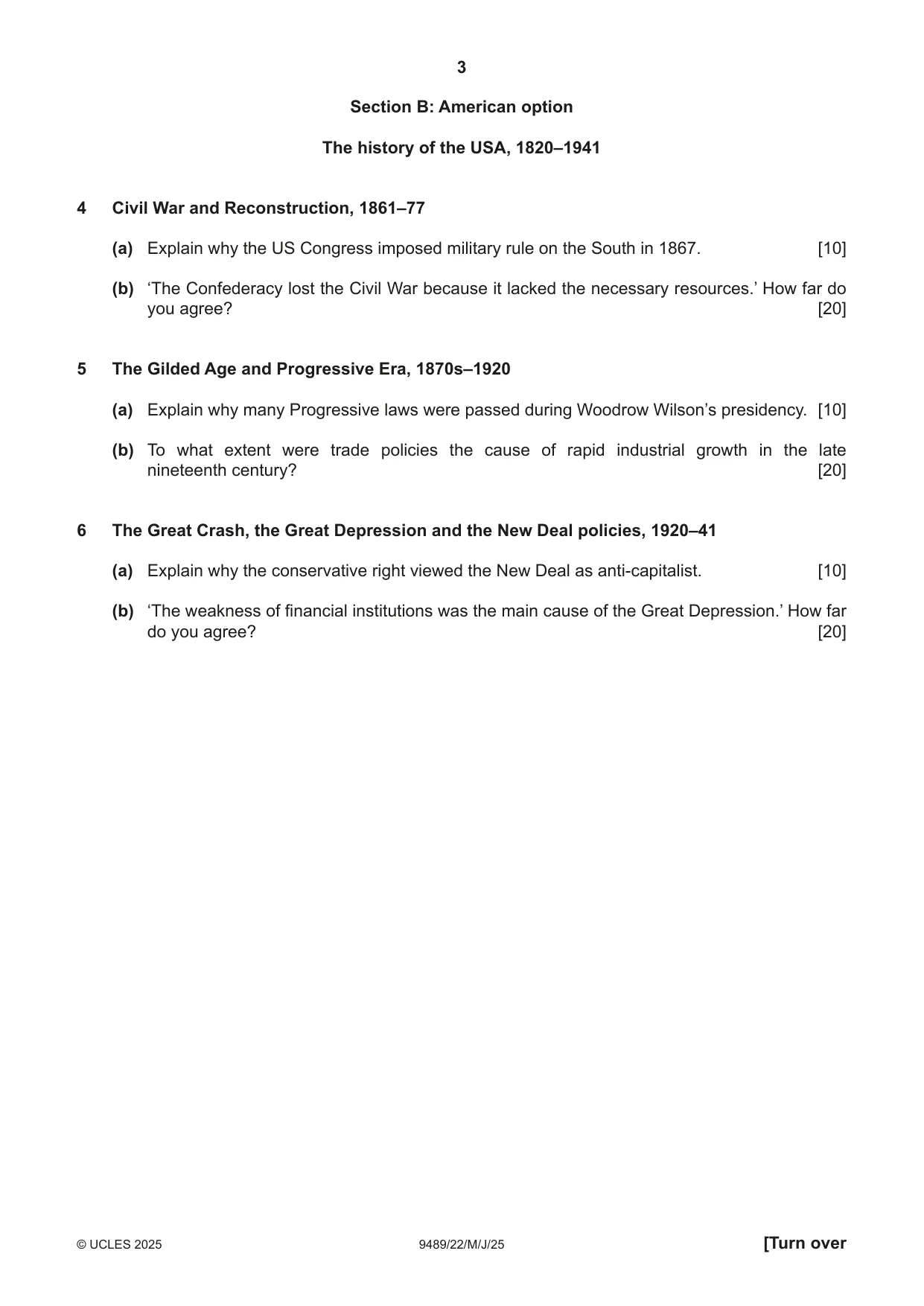 Cambridge A Level History 9489 2025 May/June Paper 2 · Variant 2 question paper, page 3 of 4