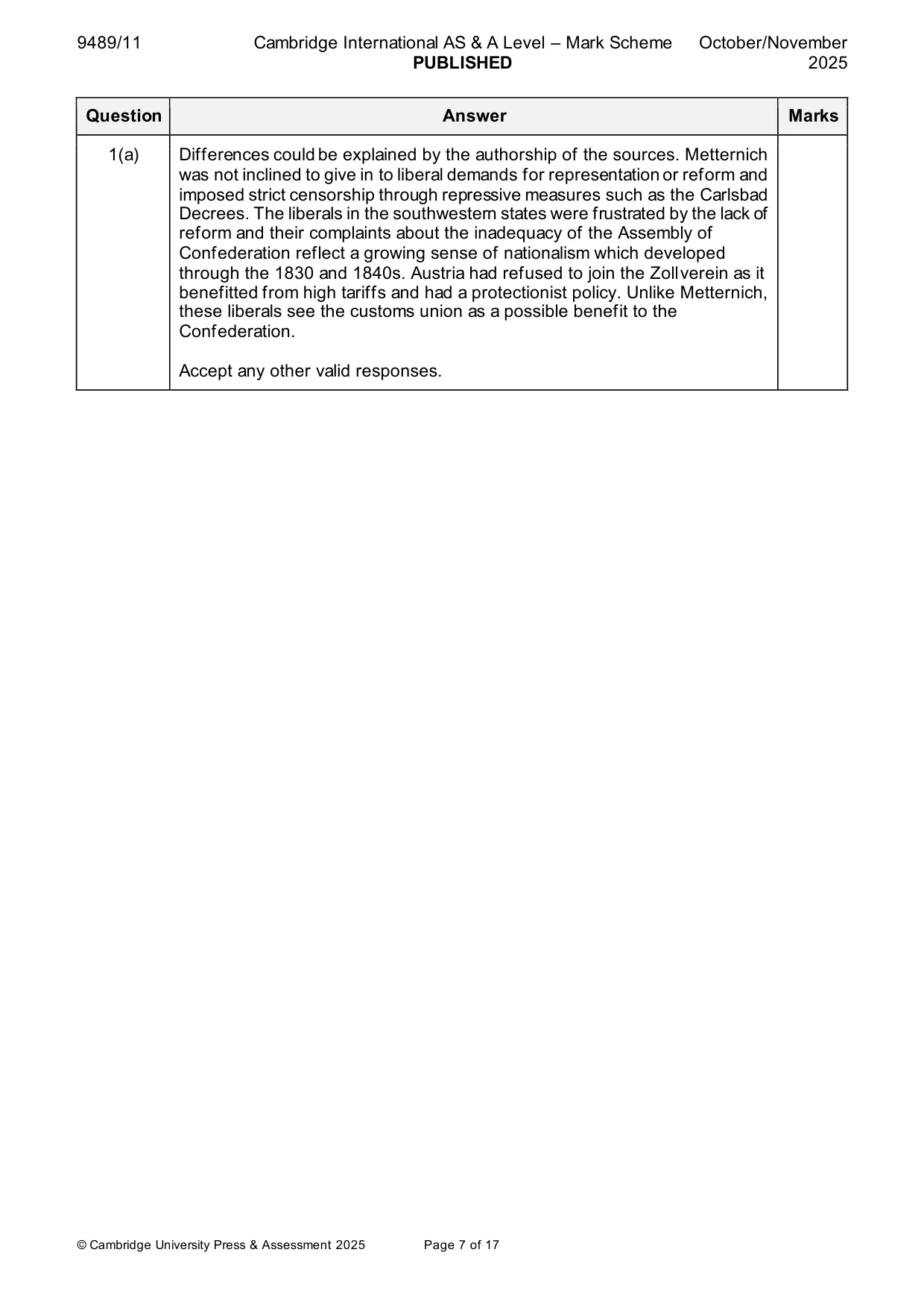 Mark scheme, page 7 of 17