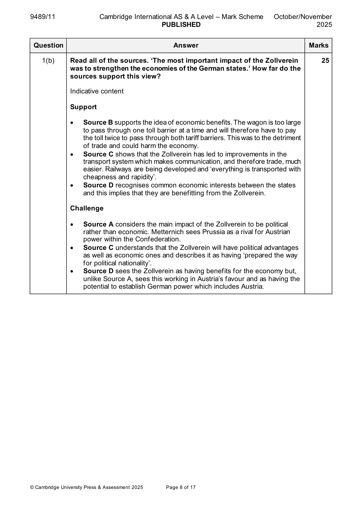 Mark scheme, page 8 of 17