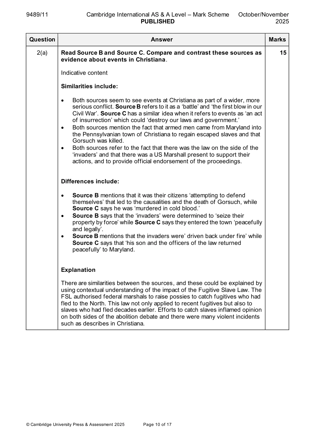 Mark scheme, page 10 of 17