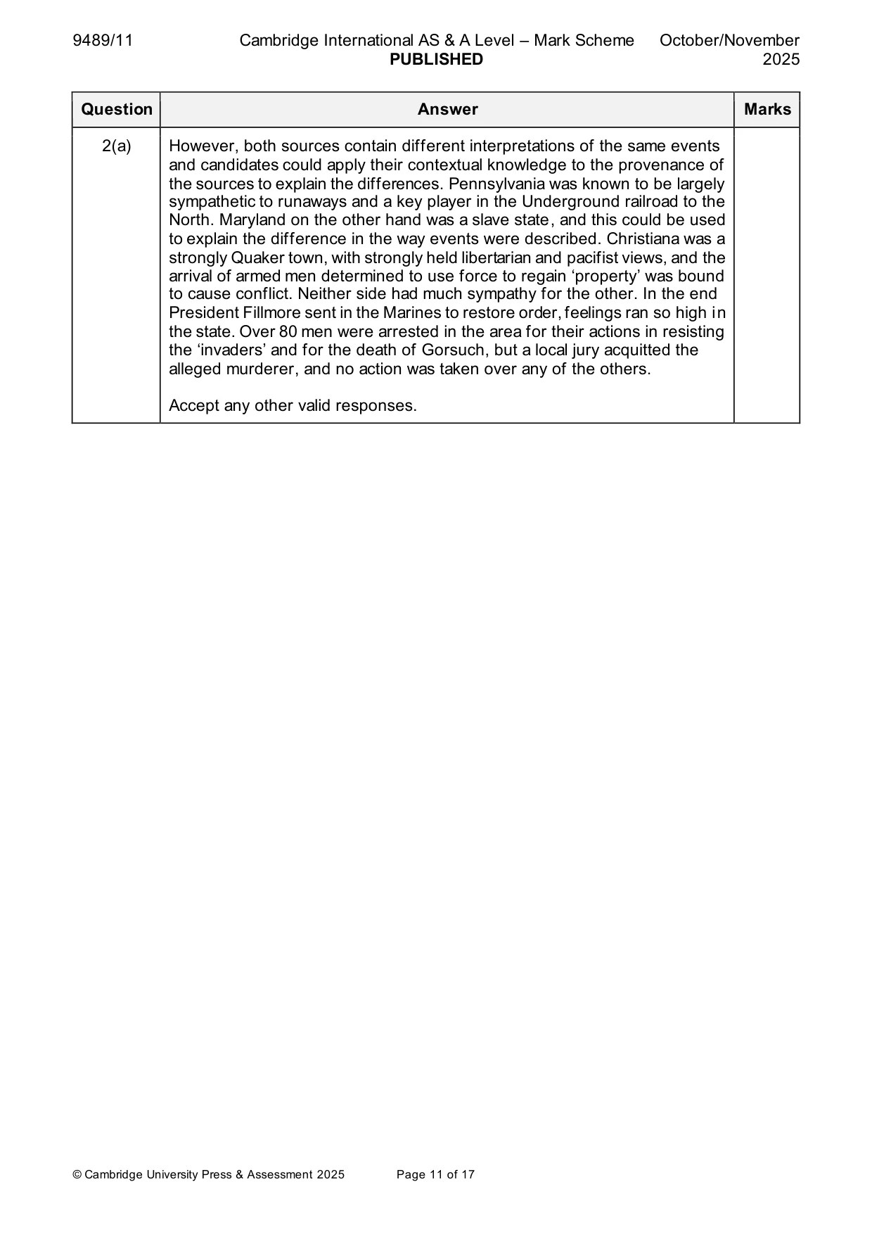 Mark scheme, page 11 of 17